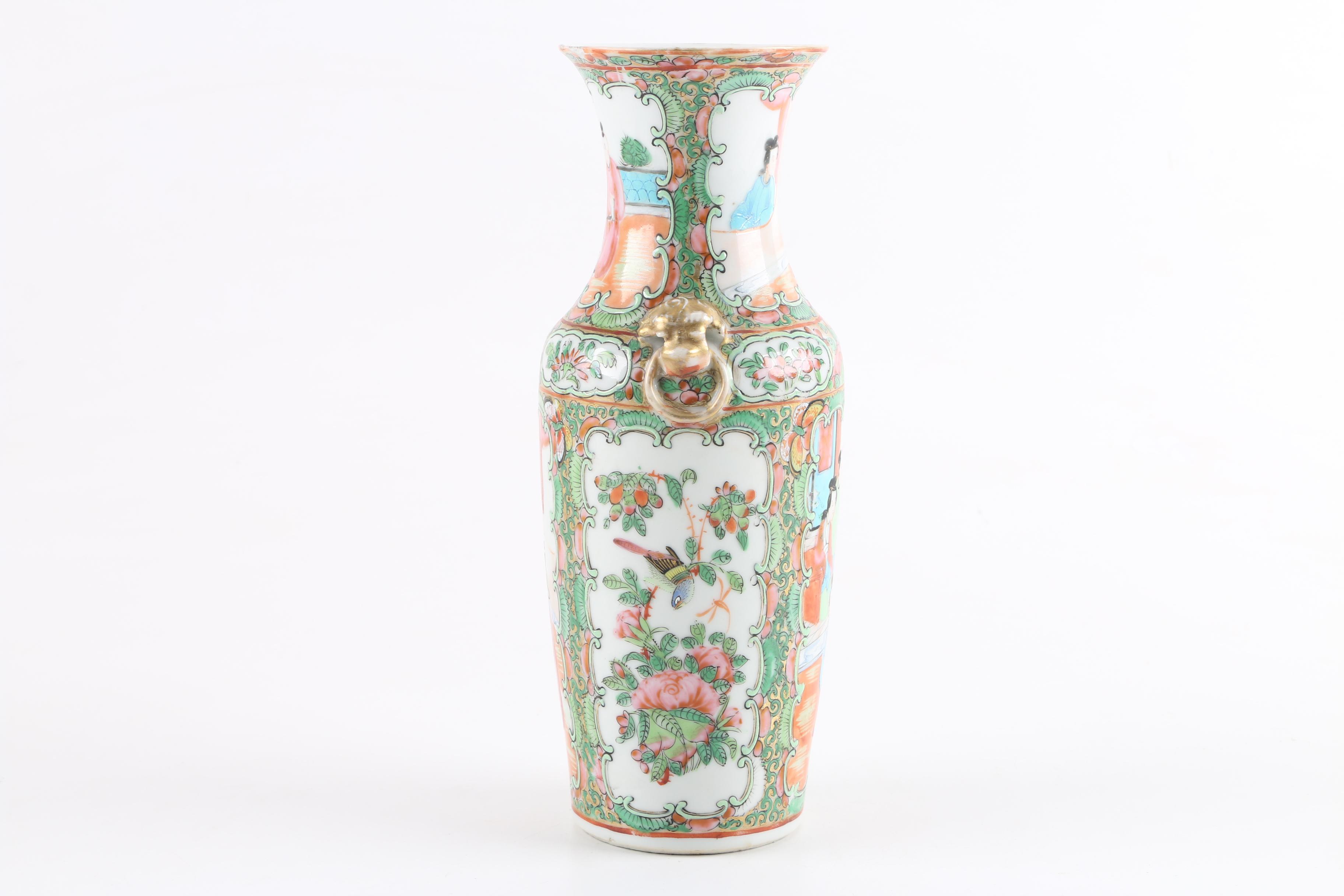 Pair of Chinese Rose Medallion Vases