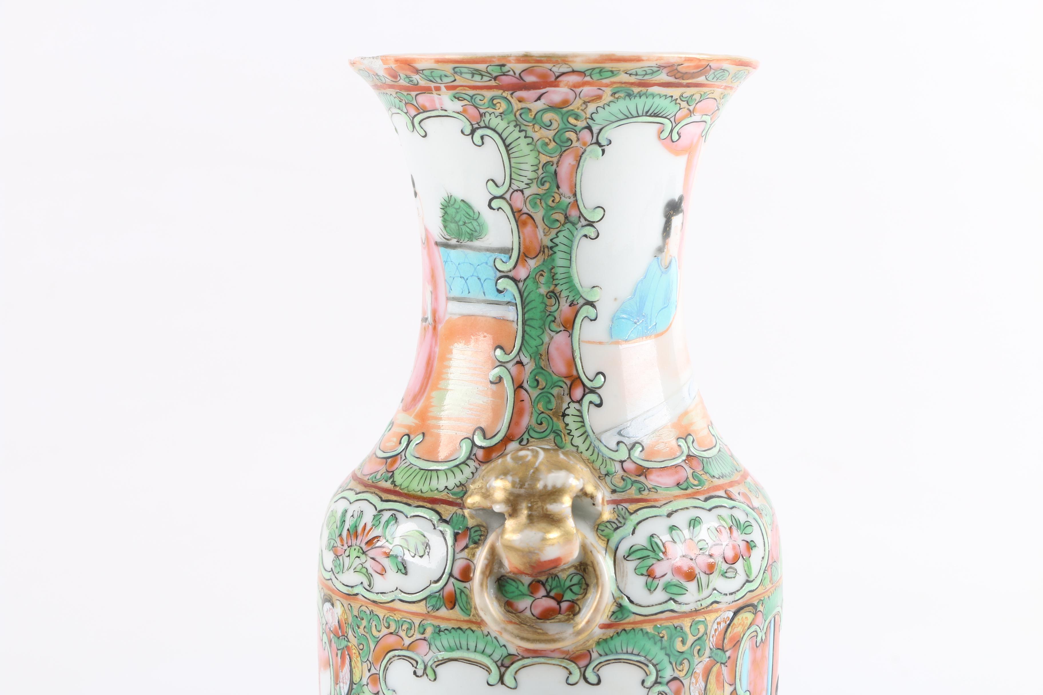 Pair of Chinese Rose Medallion Vases