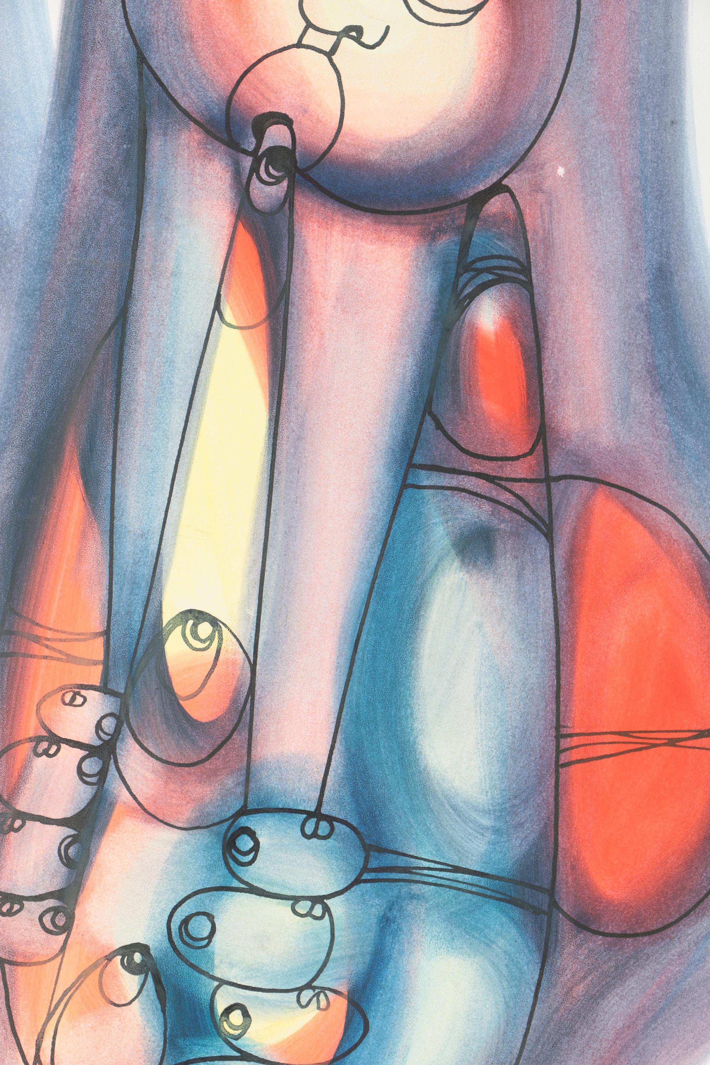 H. Ntukwana Watercolor and Ink on Paperboard "The Musician"