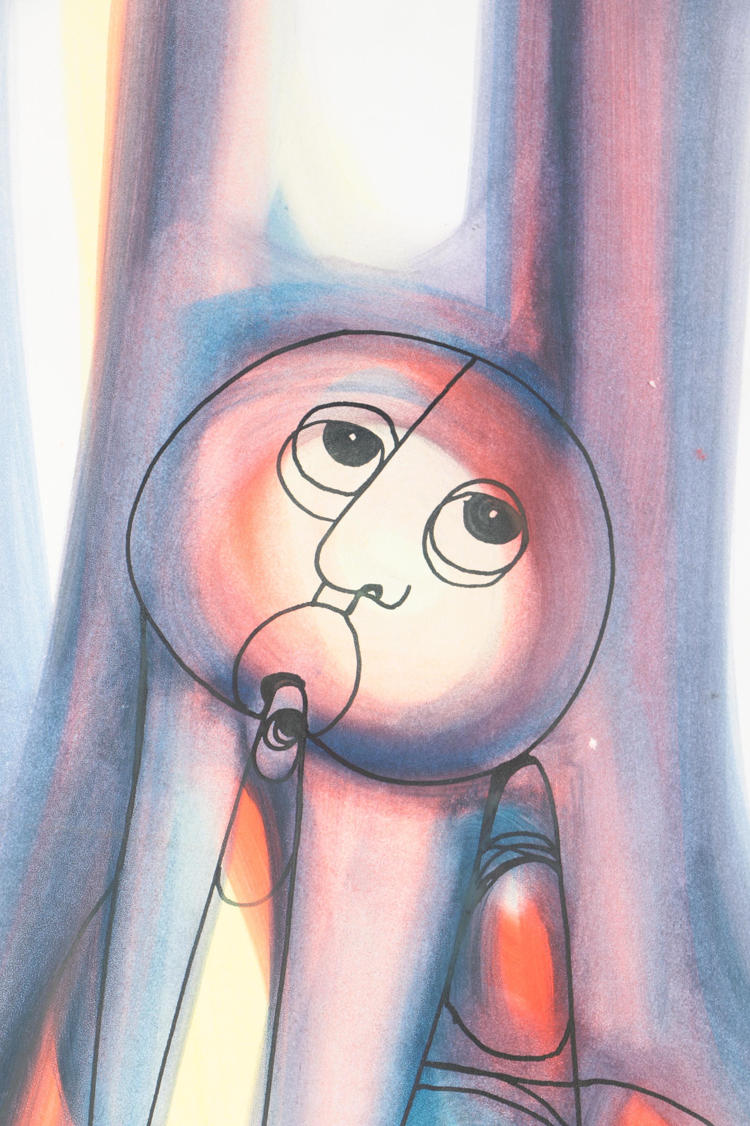 H. Ntukwana Watercolor and Ink on Paperboard "The Musician"