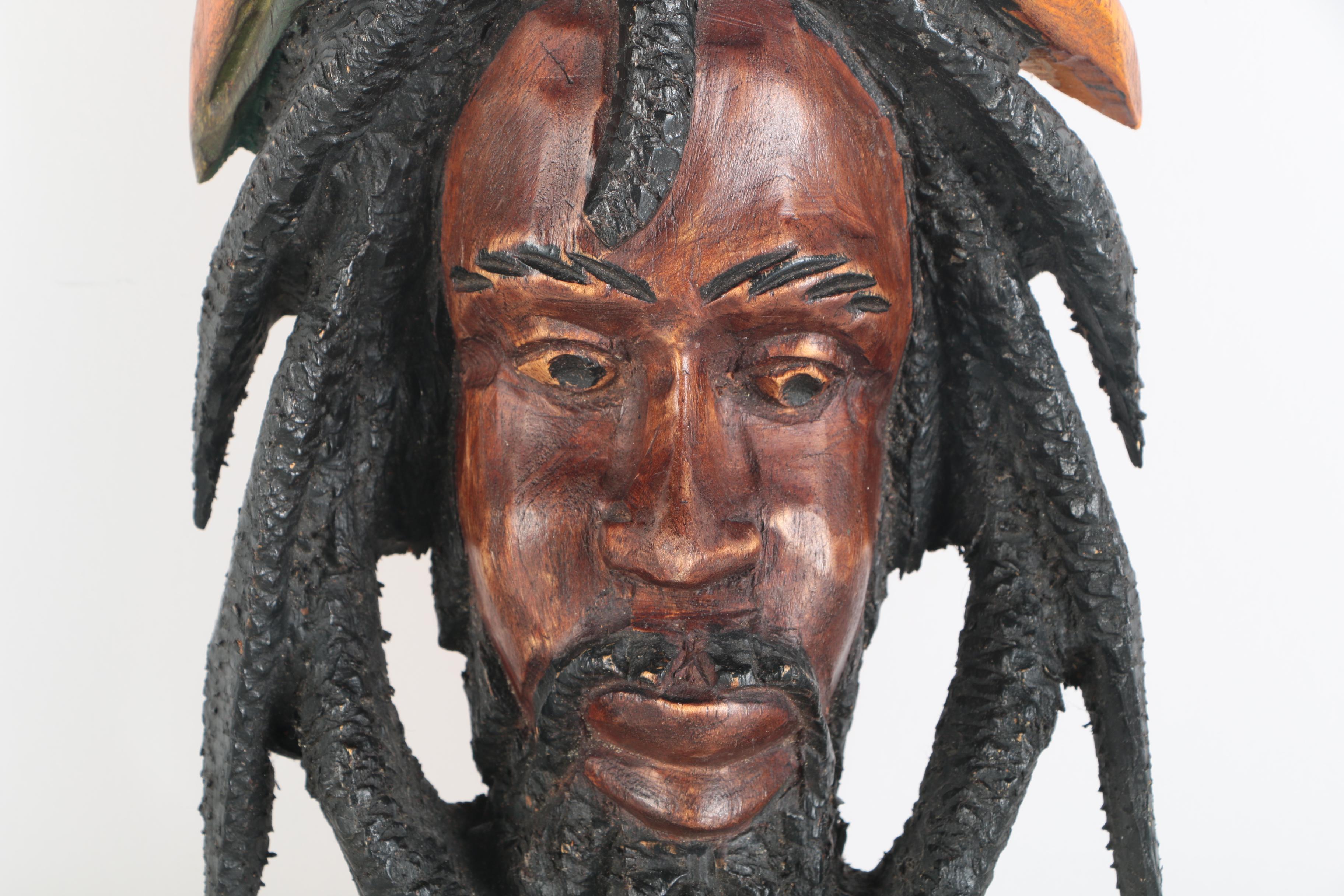 Carved Sculpture of a Caribbean Style Male