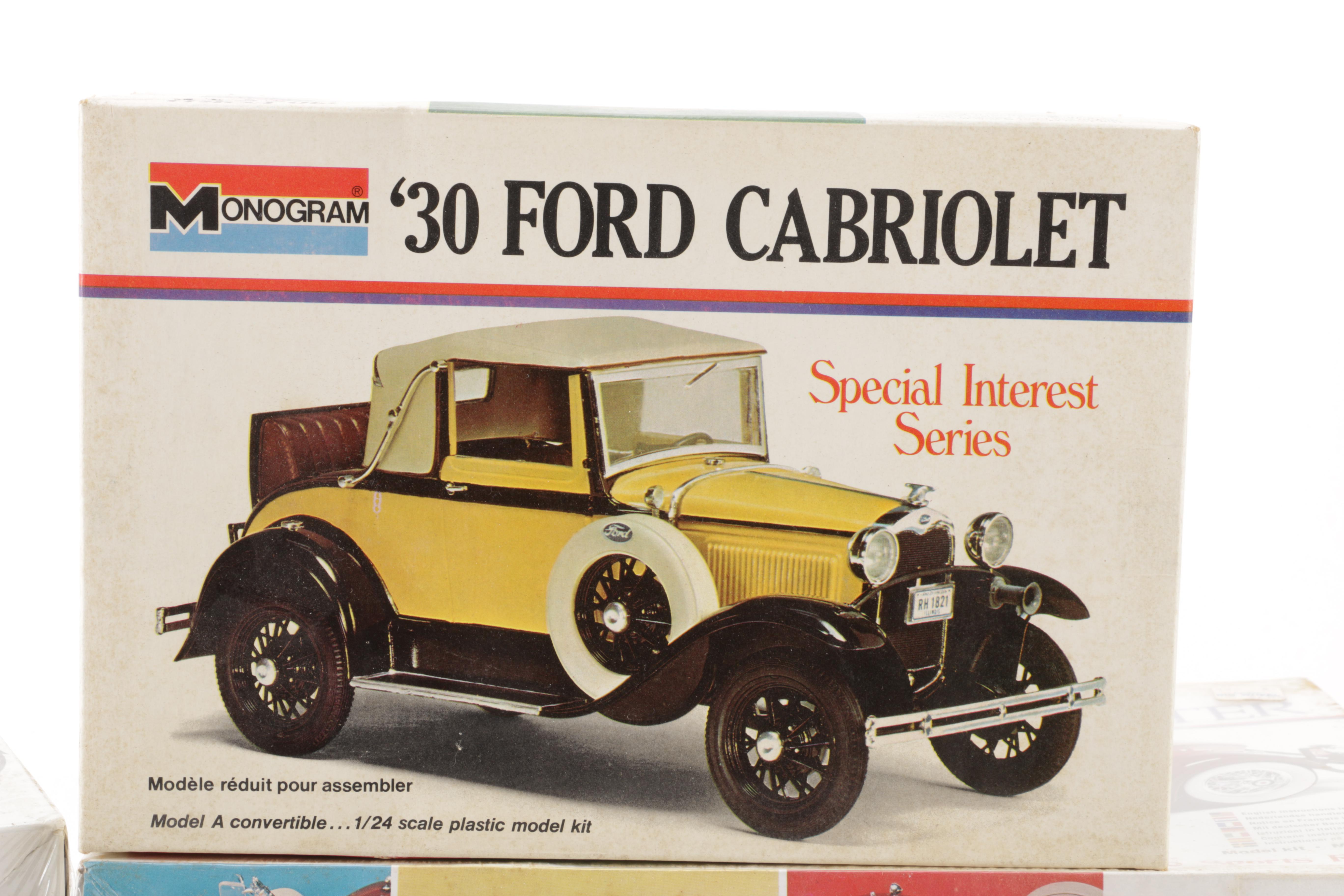 Assorted Model Car Kits Including Monogram, Lindberg, and AMT