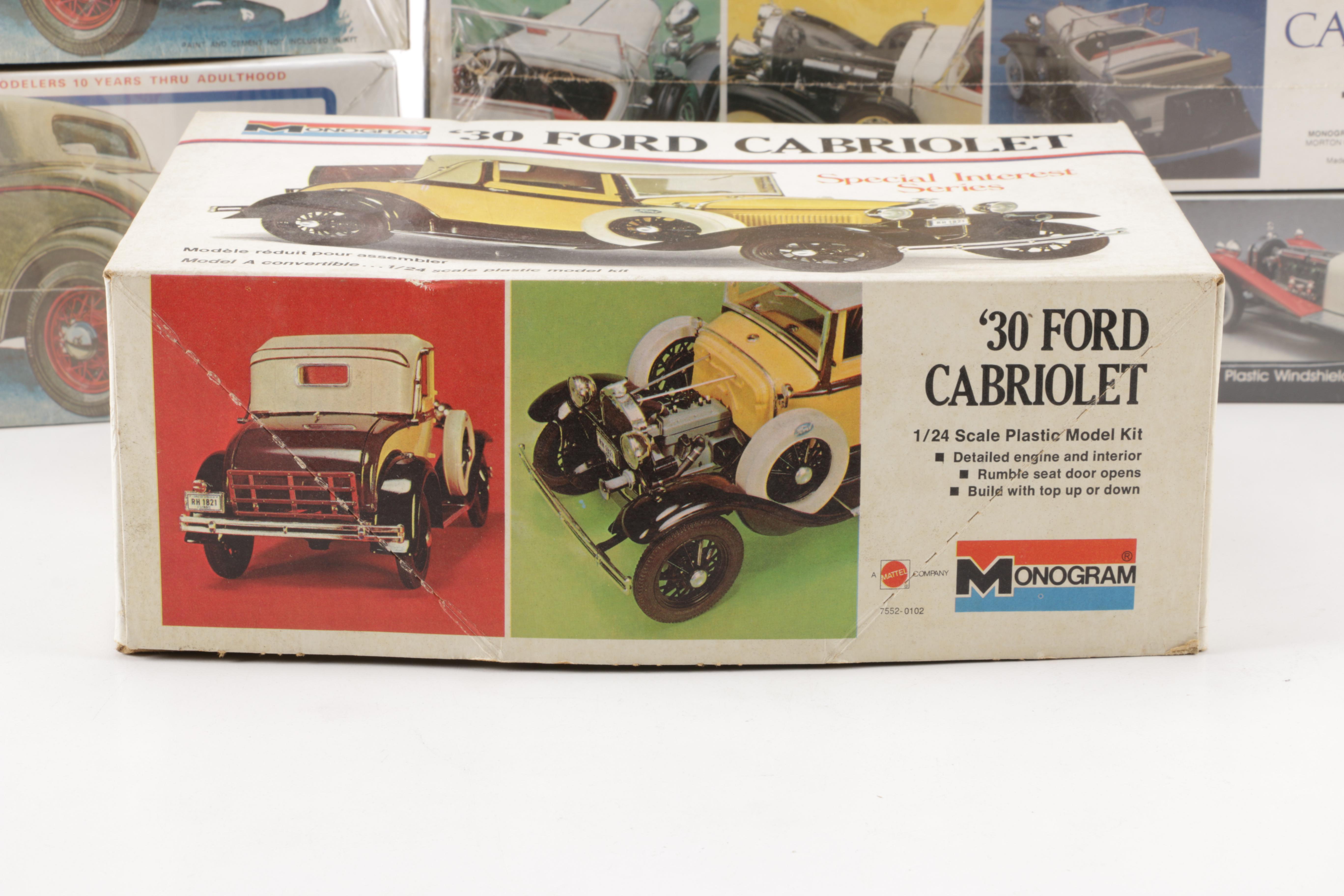 Assorted Model Car Kits Including Monogram, Lindberg, and AMT