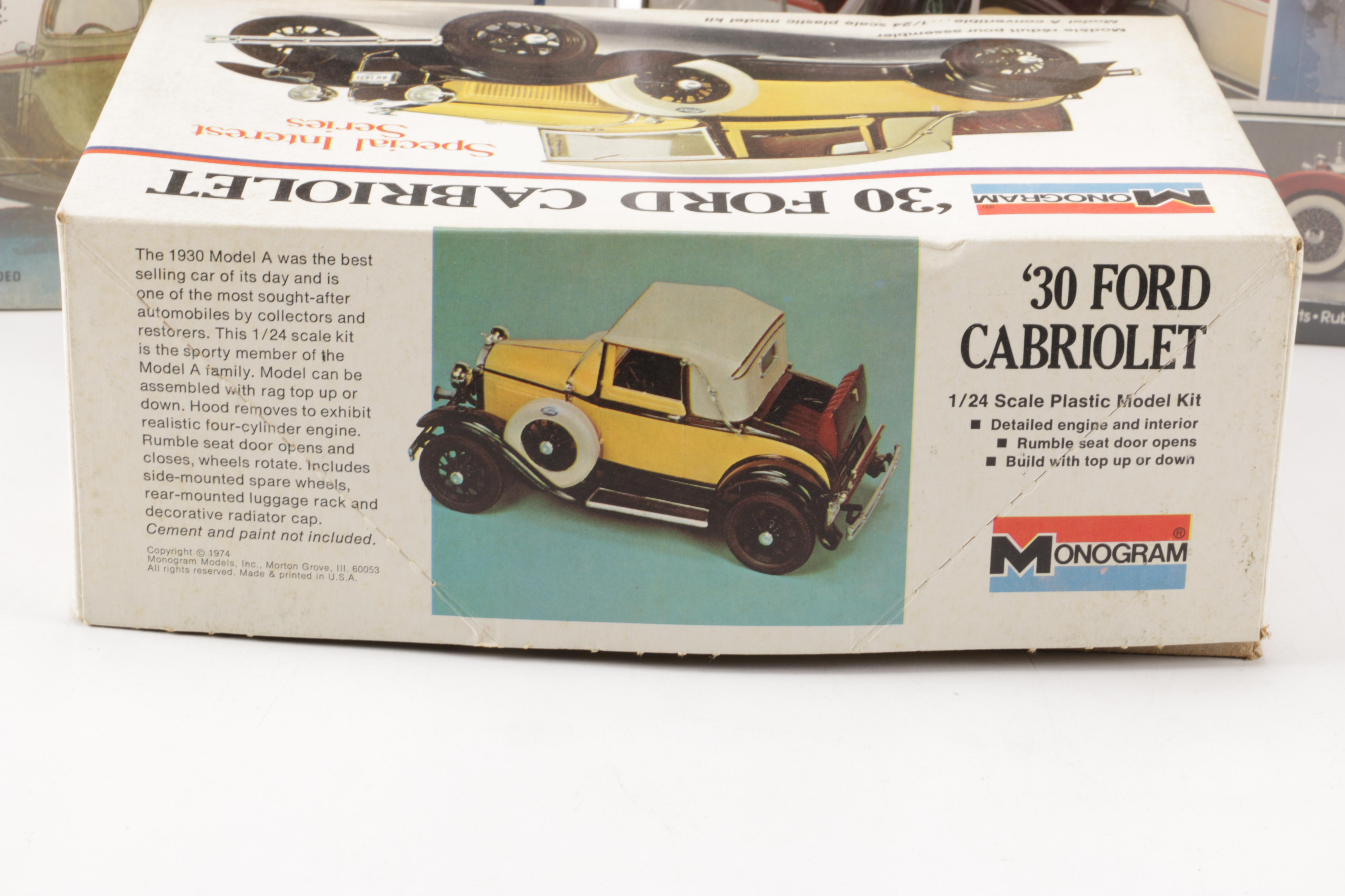 Assorted Model Car Kits Including Monogram, Lindberg, and AMT