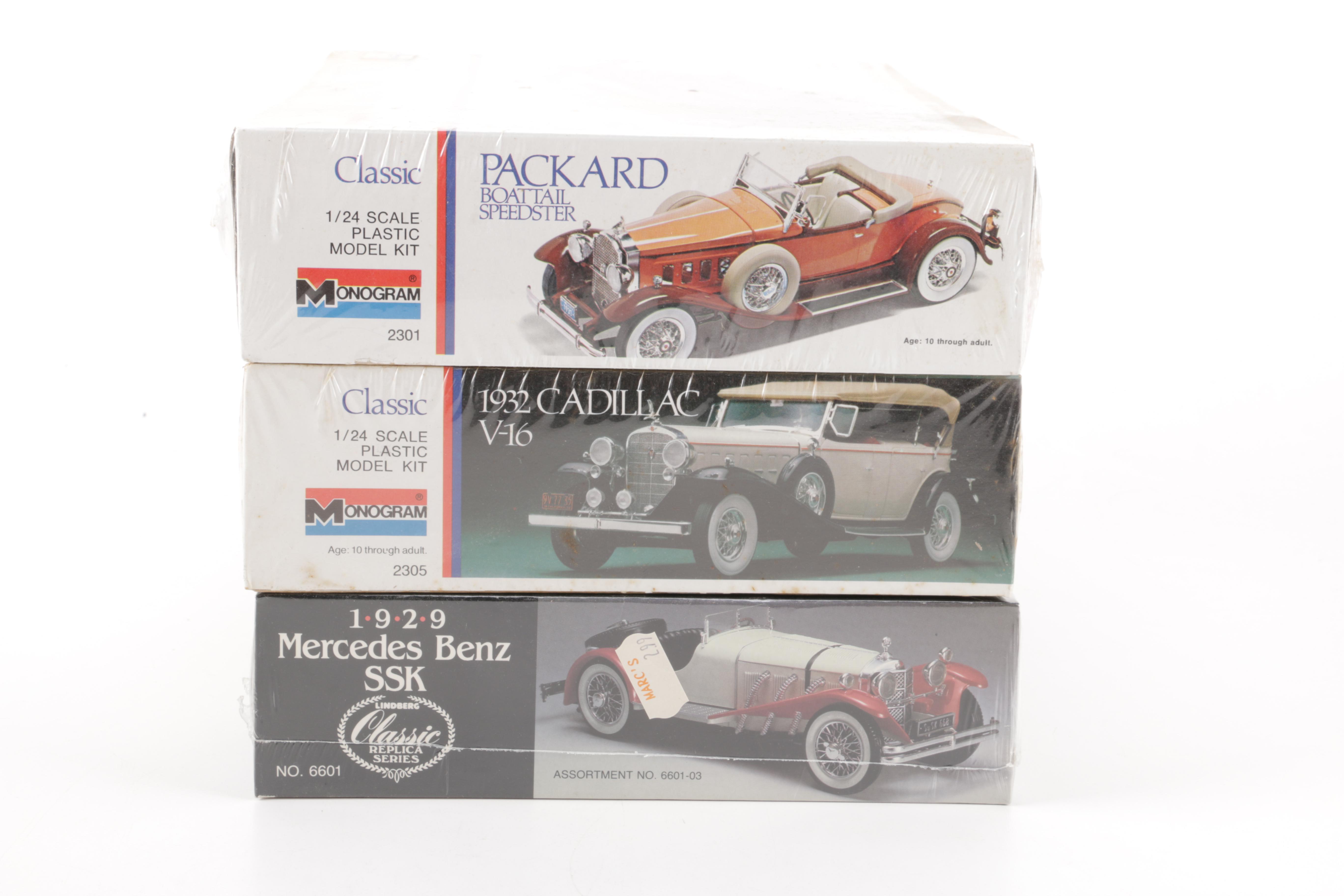Assorted Model Car Kits Including Monogram, Lindberg, and AMT
