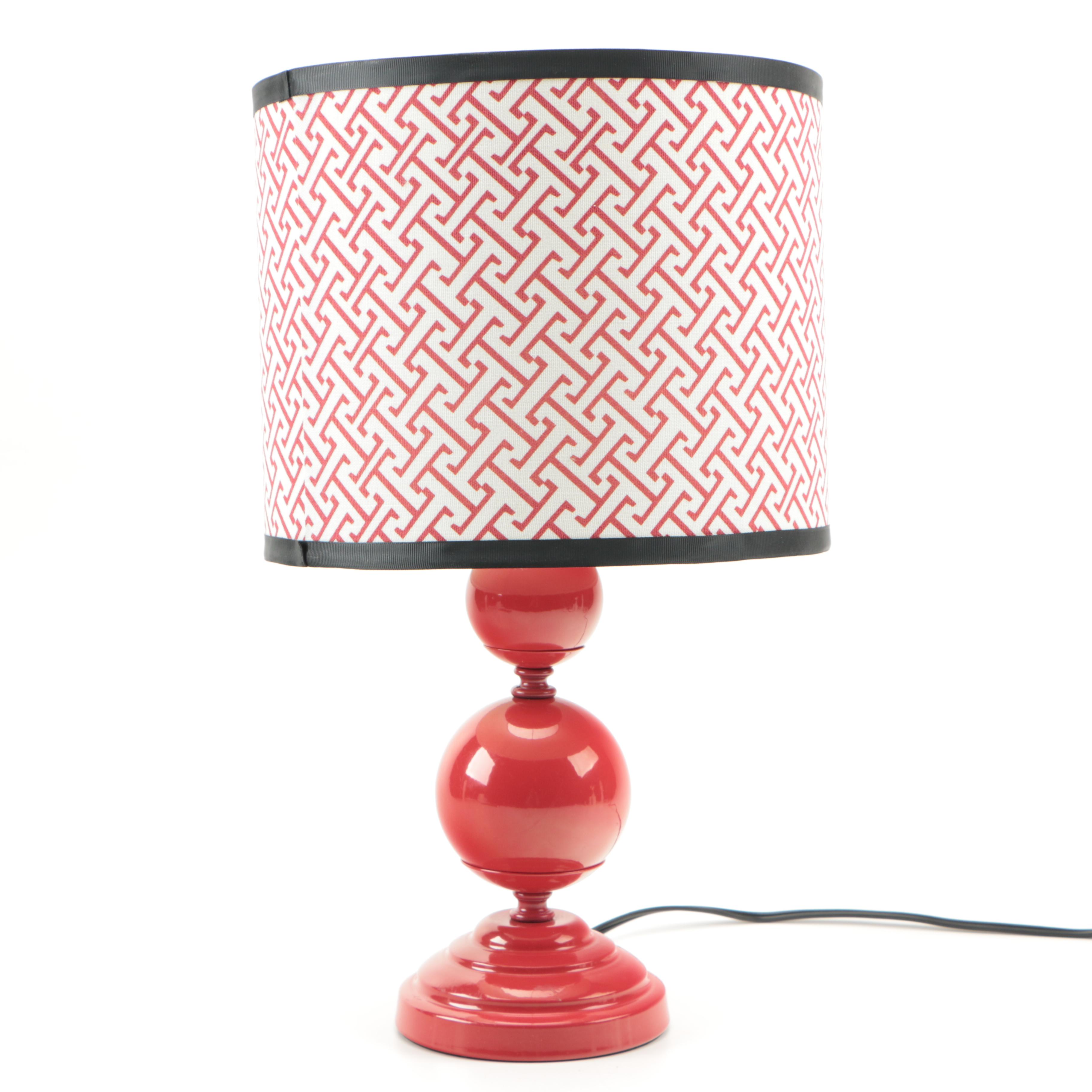 Red Ceramic Lamp With Shade