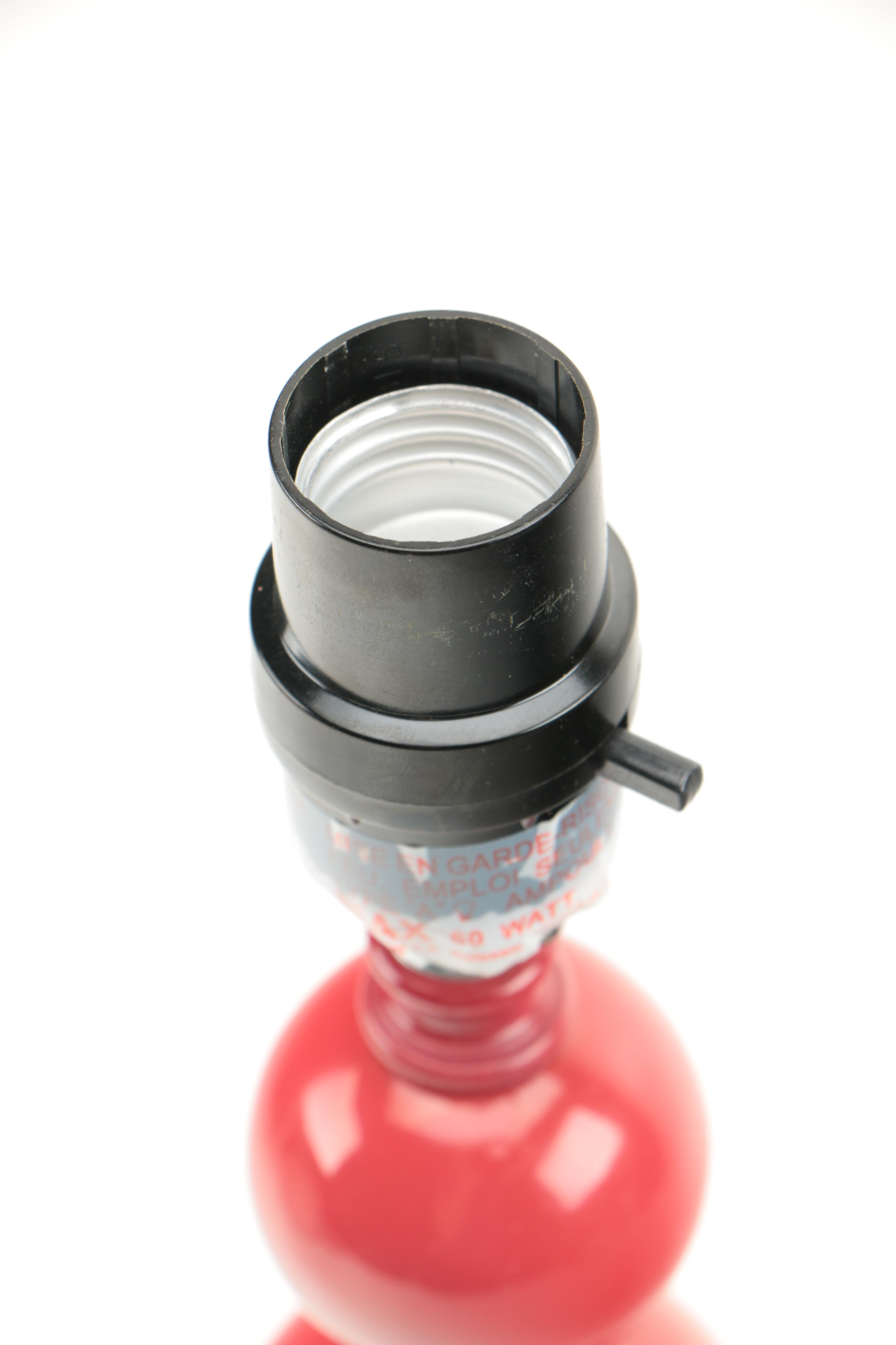 Red Ceramic Lamp With Shade