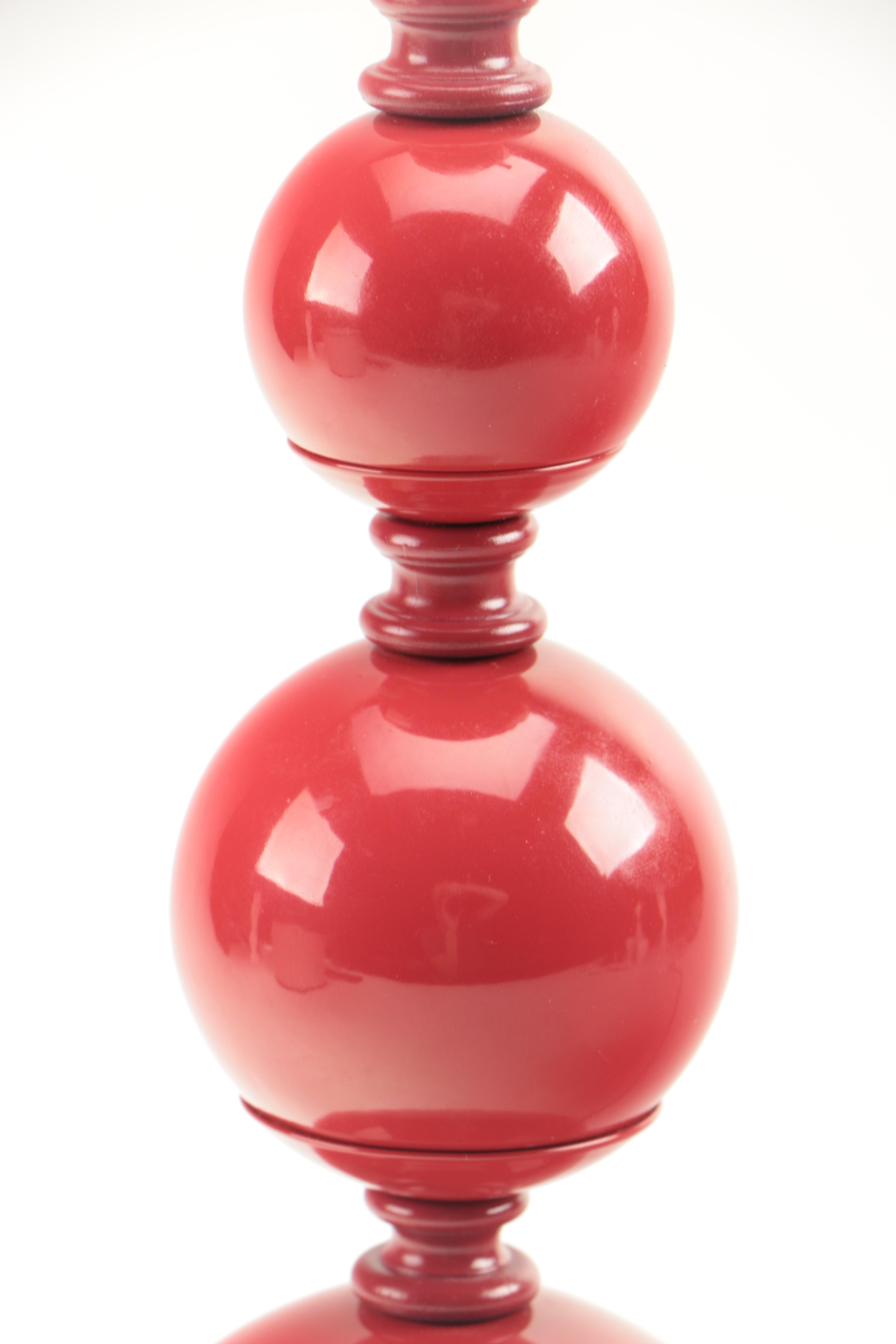 Red Ceramic Lamp With Shade