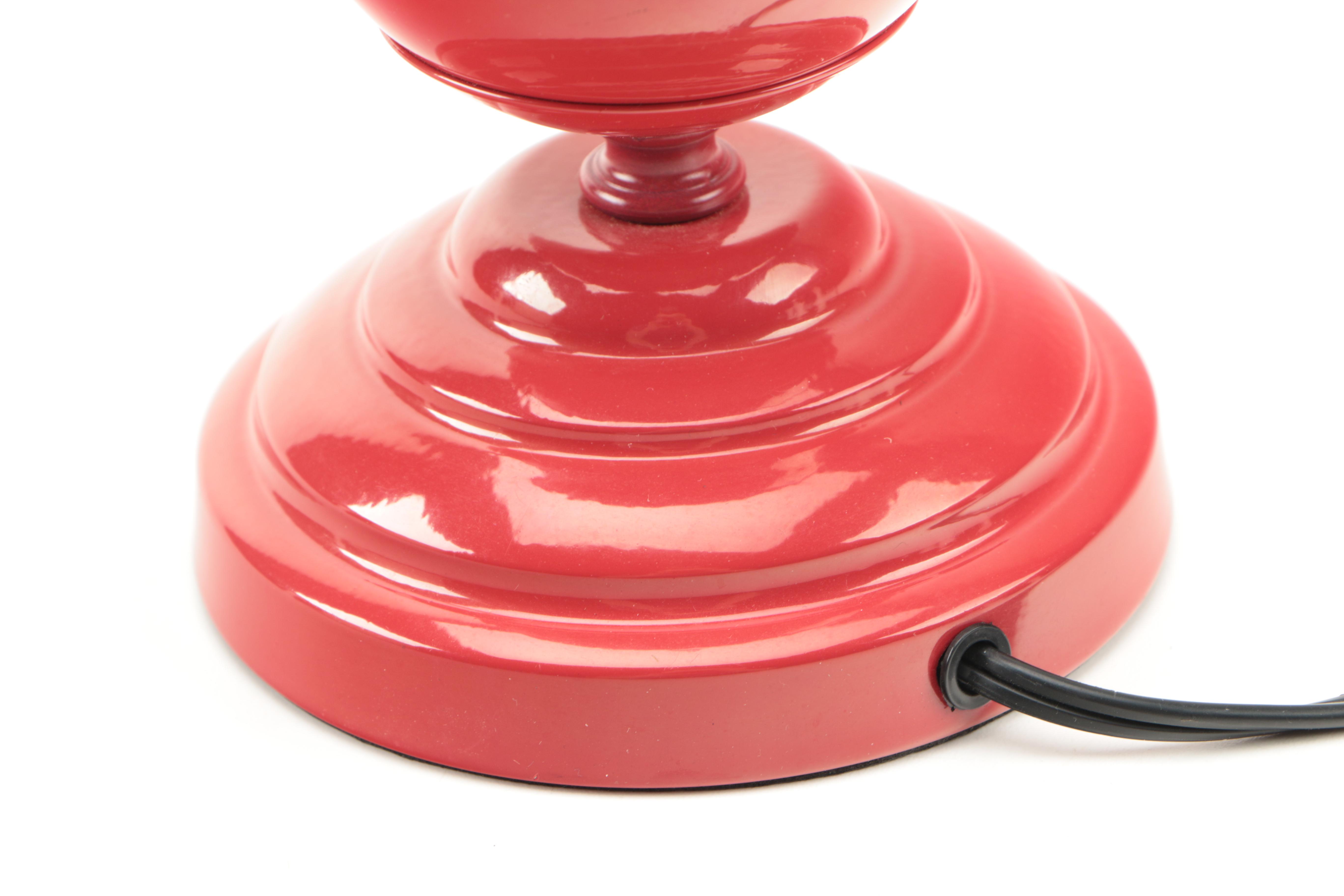 Red Ceramic Lamp With Shade