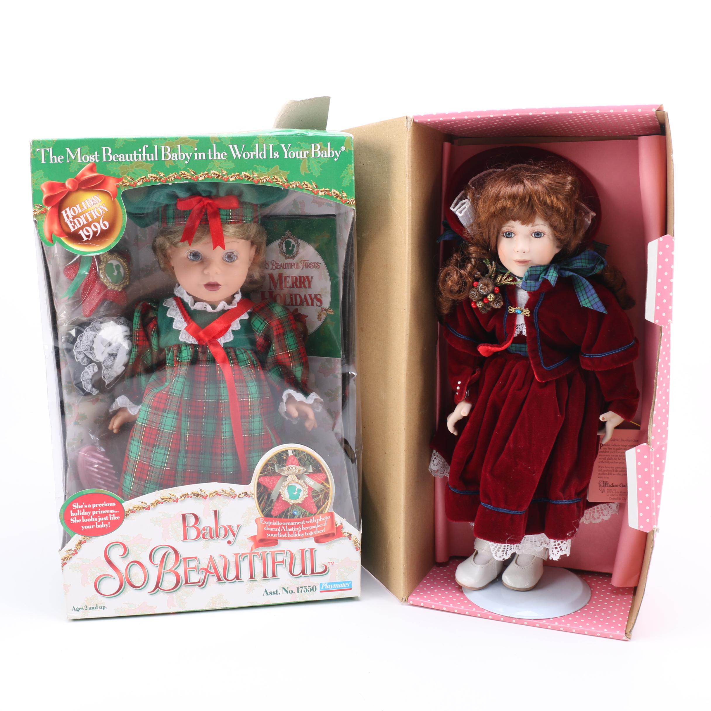 Pair of Holiday Themed Dolls