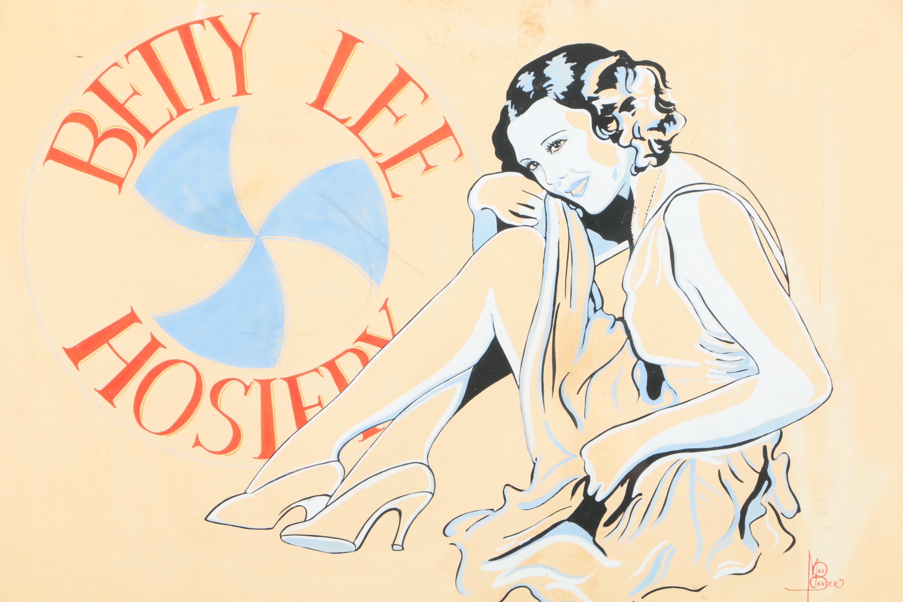 Max Baker Gouache Painting "Betty Lee Hosiery"