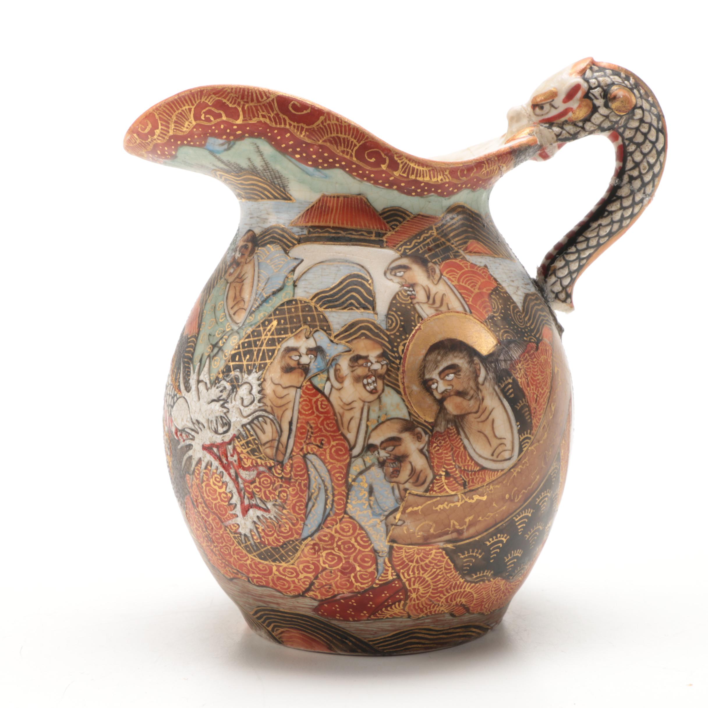 Japanese Satsuma Ware Sugar Bowl and Creamer