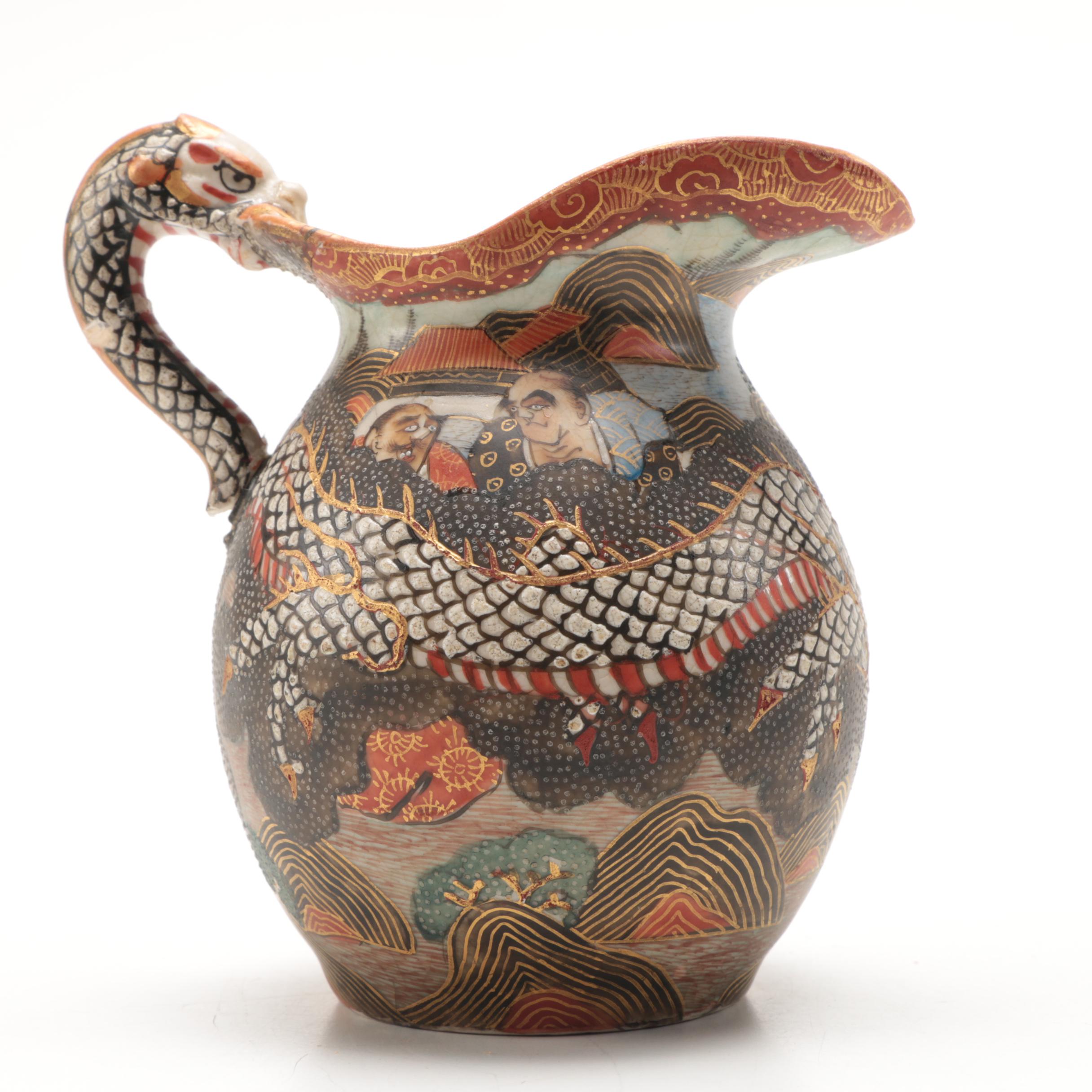 Japanese Satsuma Ware Sugar Bowl and Creamer