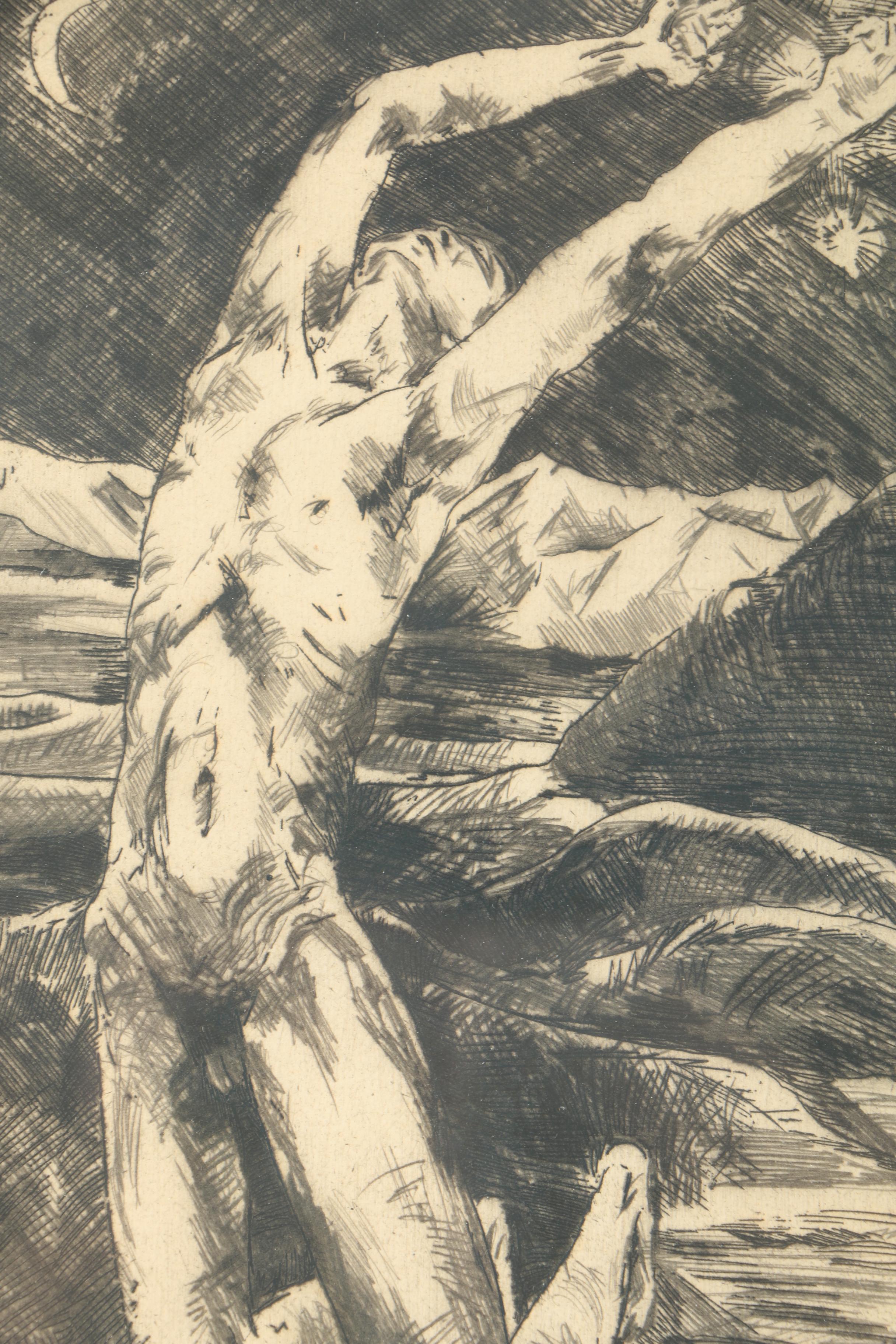 Two W. Jaeckel Drypoint Etchings on Paper