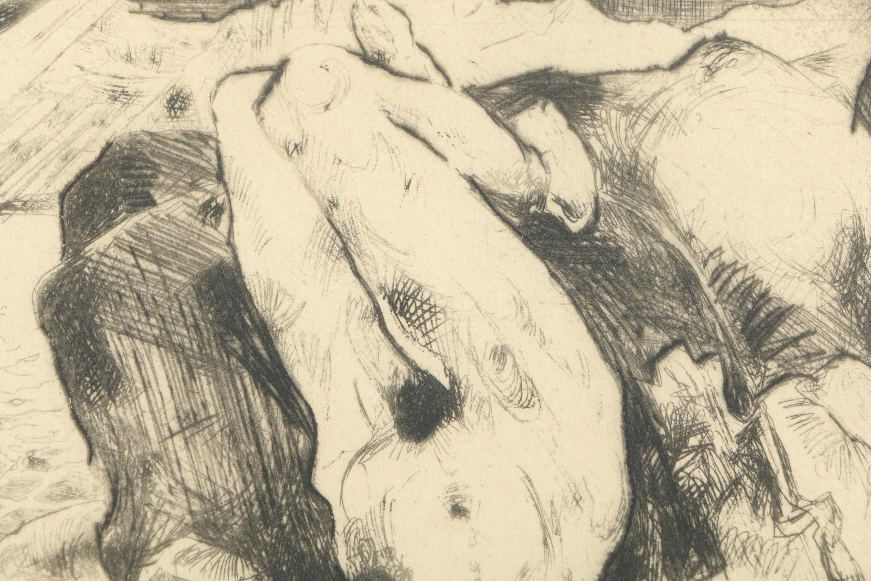 Two W. Jaeckel Drypoint Etchings on Paper