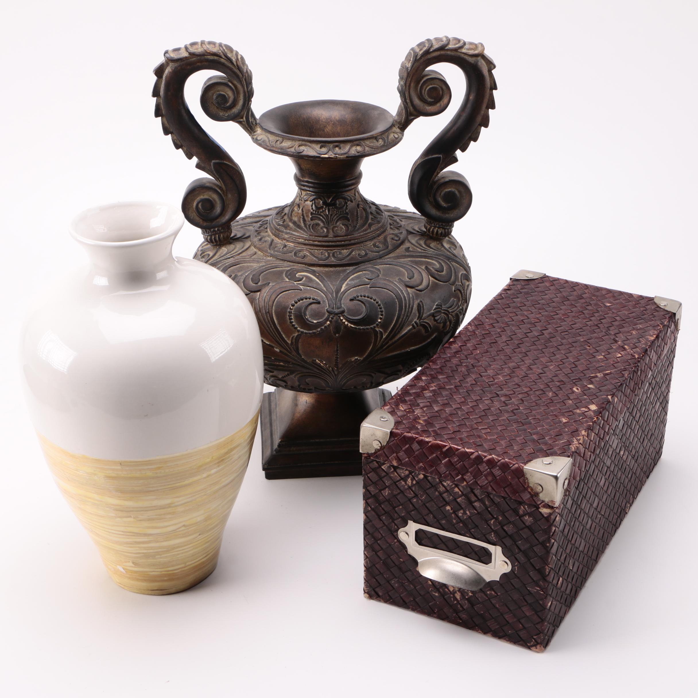 Vases and a Decorative Box
