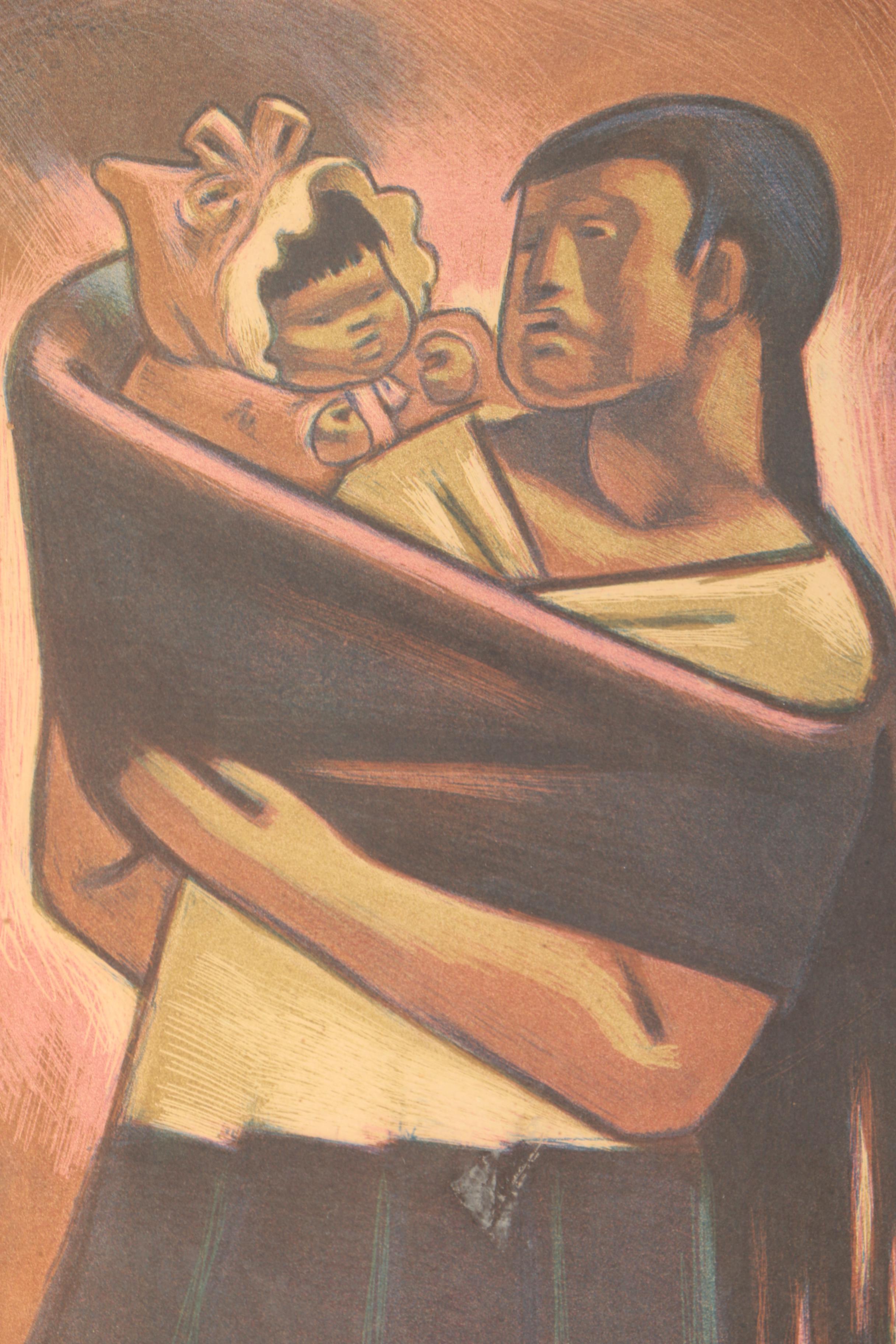 Lithograph After Jean Charlot's Painting "Mexican Mother"