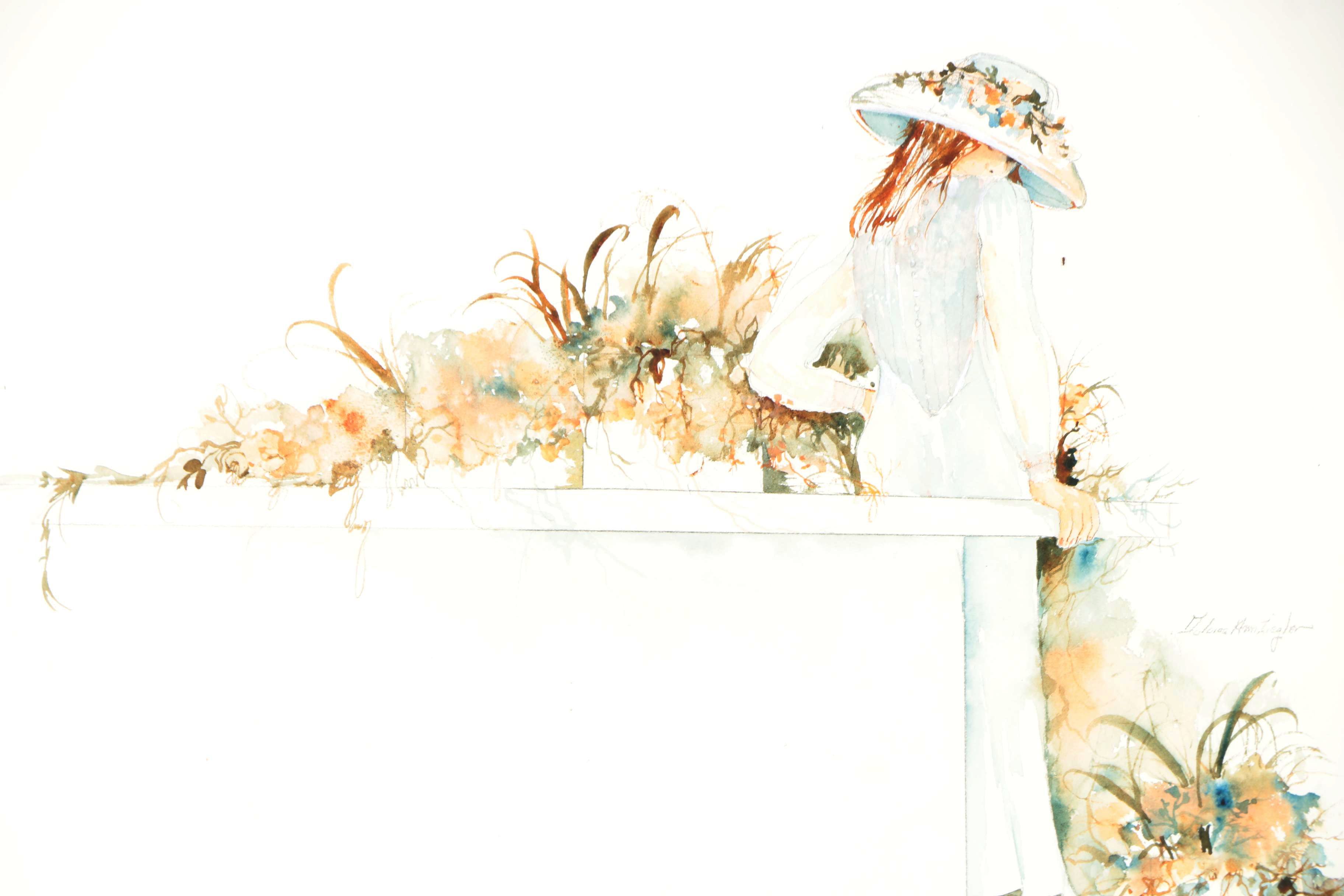 Dolores Ann Ziegler Mixed Media Painting of Garden