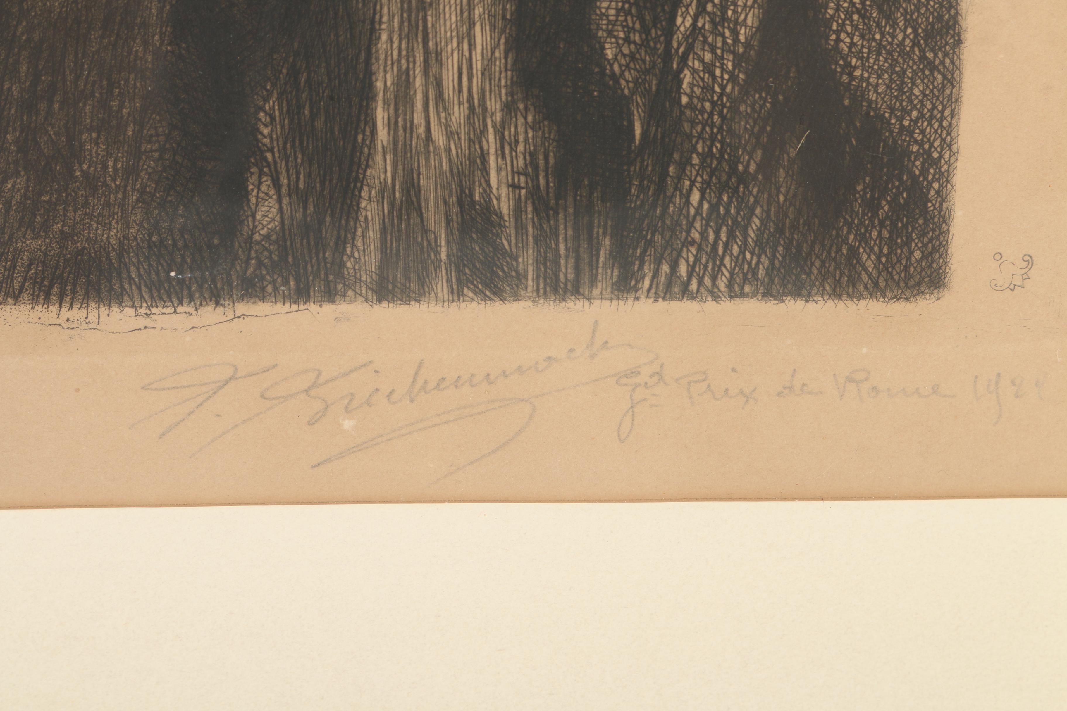 Raymond-Jacques Brechenmacher Signed Artist Proof Engraving "Promethee"