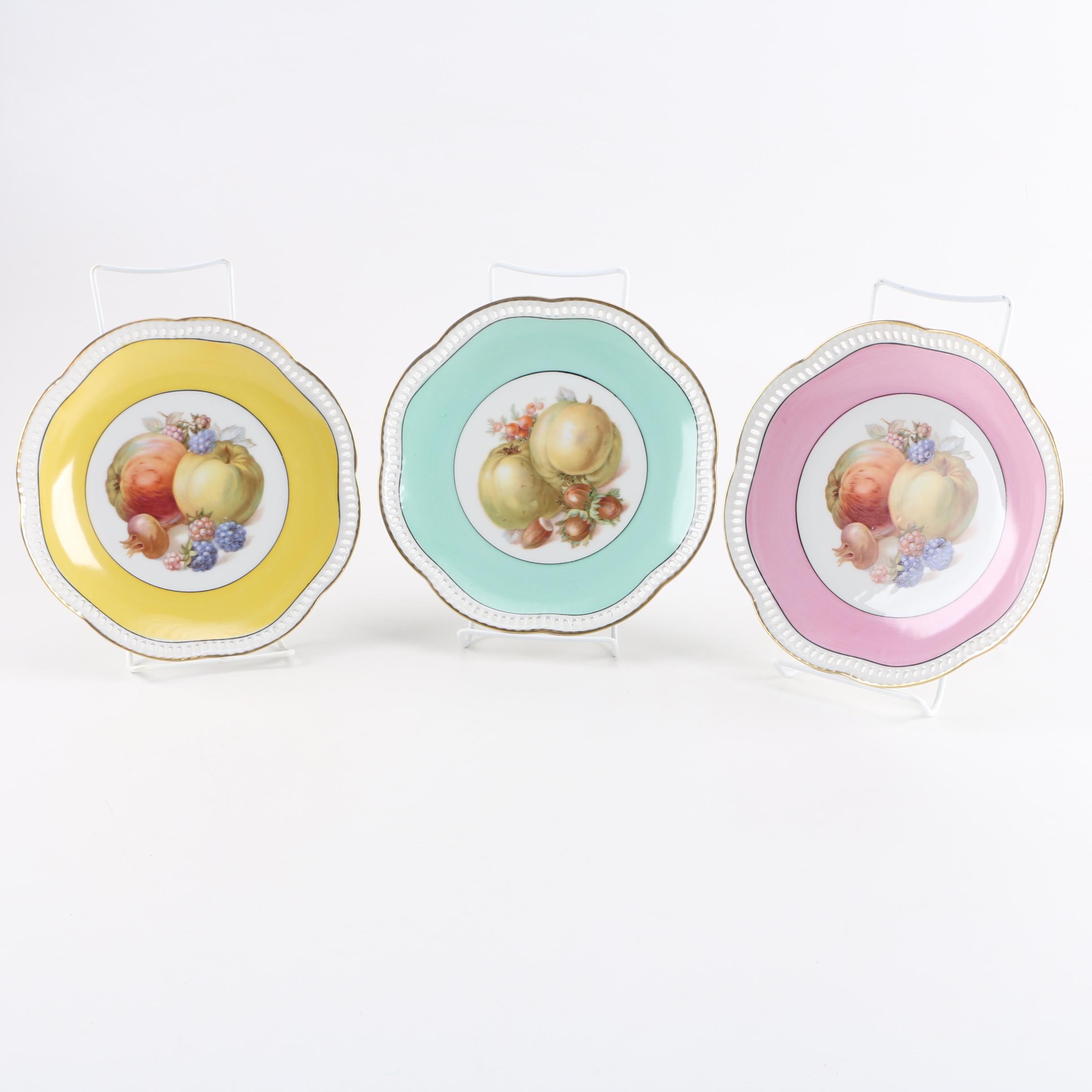 Schumann Pierced Porcelain Fruit Pattern Side Plates