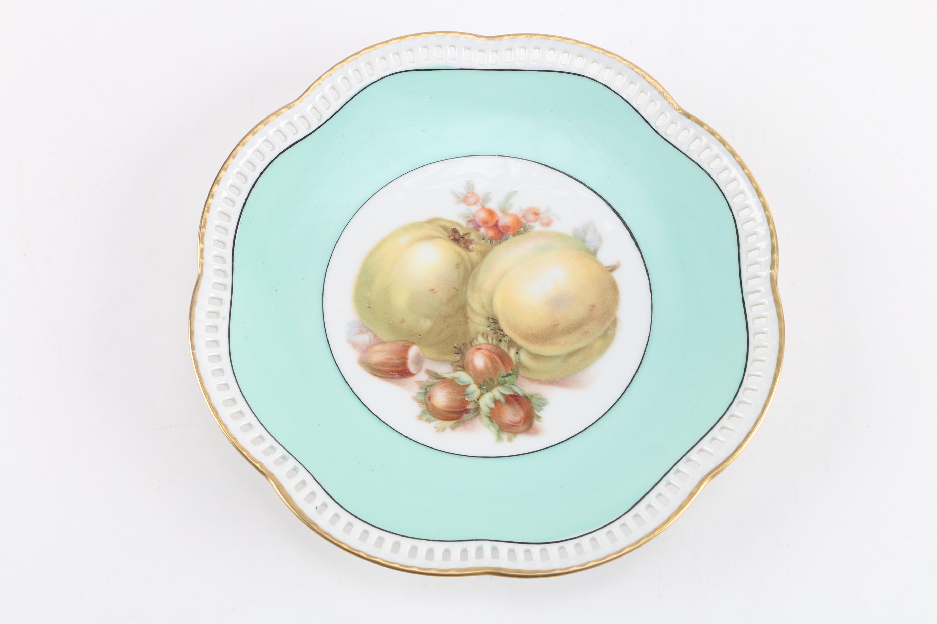 Schumann Pierced Porcelain Fruit Pattern Side Plates