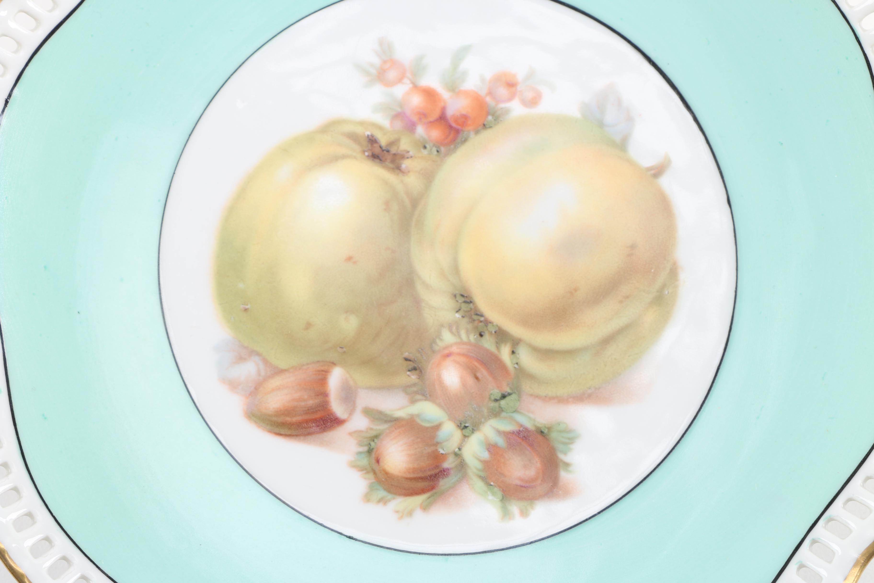 Schumann Pierced Porcelain Fruit Pattern Side Plates