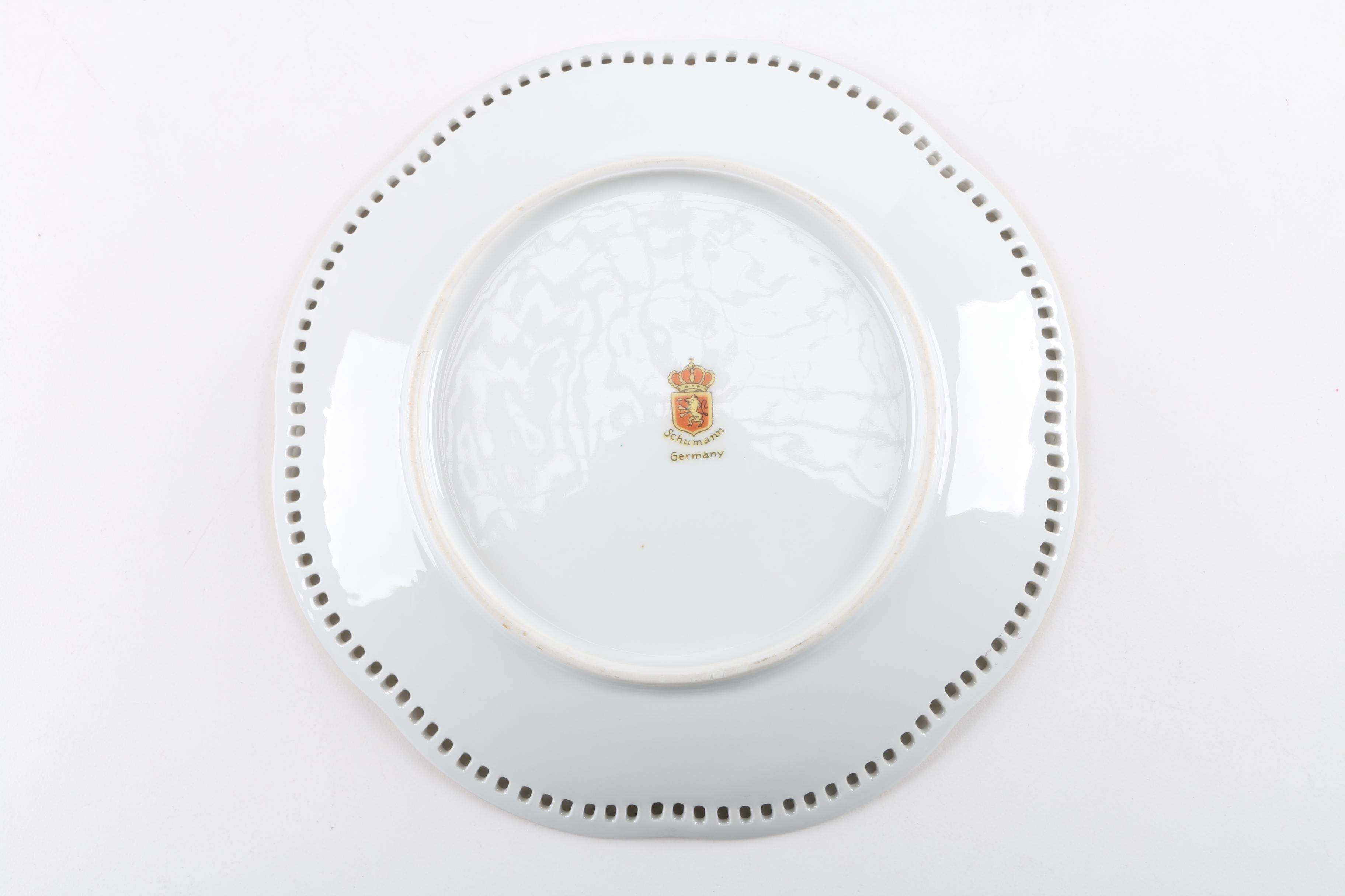 Schumann Pierced Porcelain Fruit Pattern Side Plates