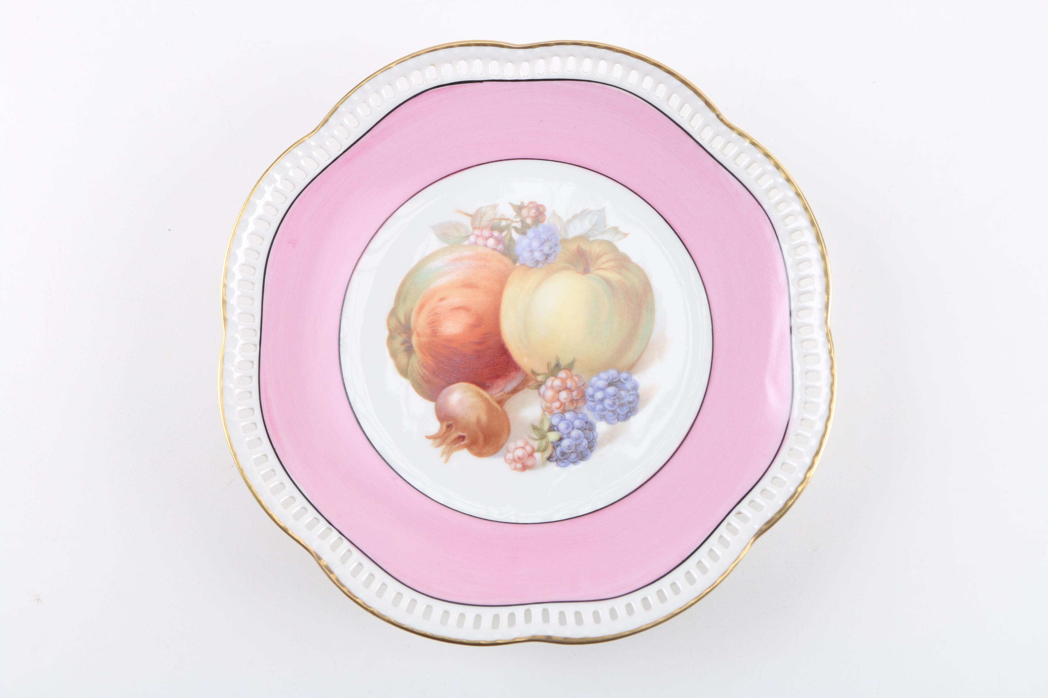 Schumann Pierced Porcelain Fruit Pattern Side Plates