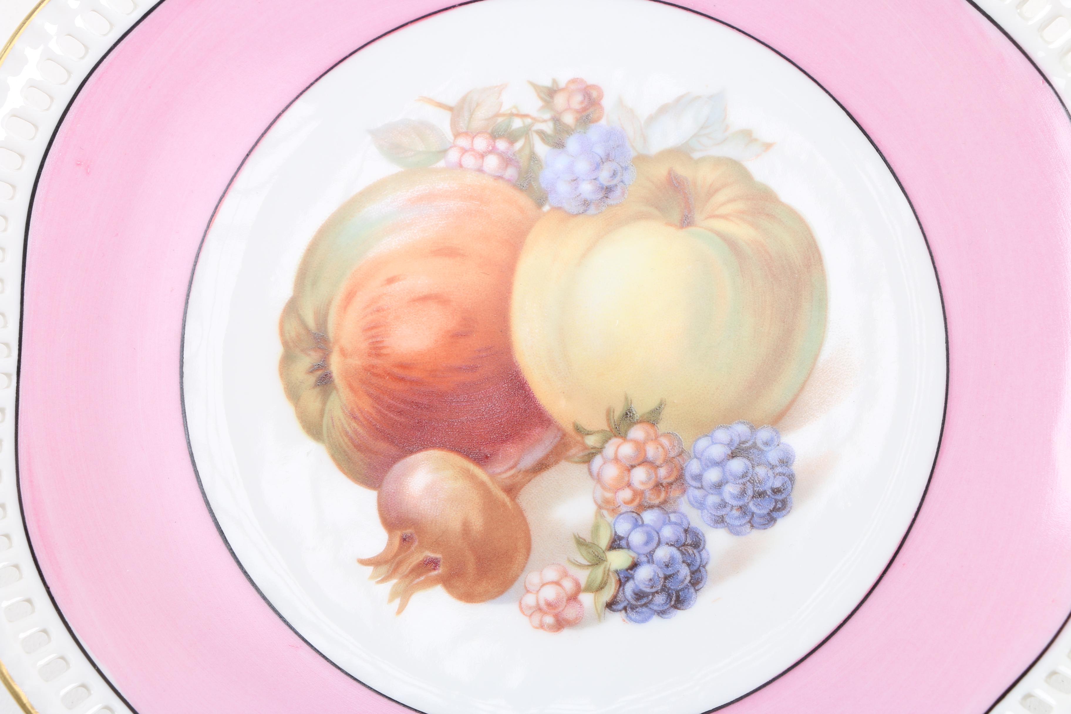 Schumann Pierced Porcelain Fruit Pattern Side Plates