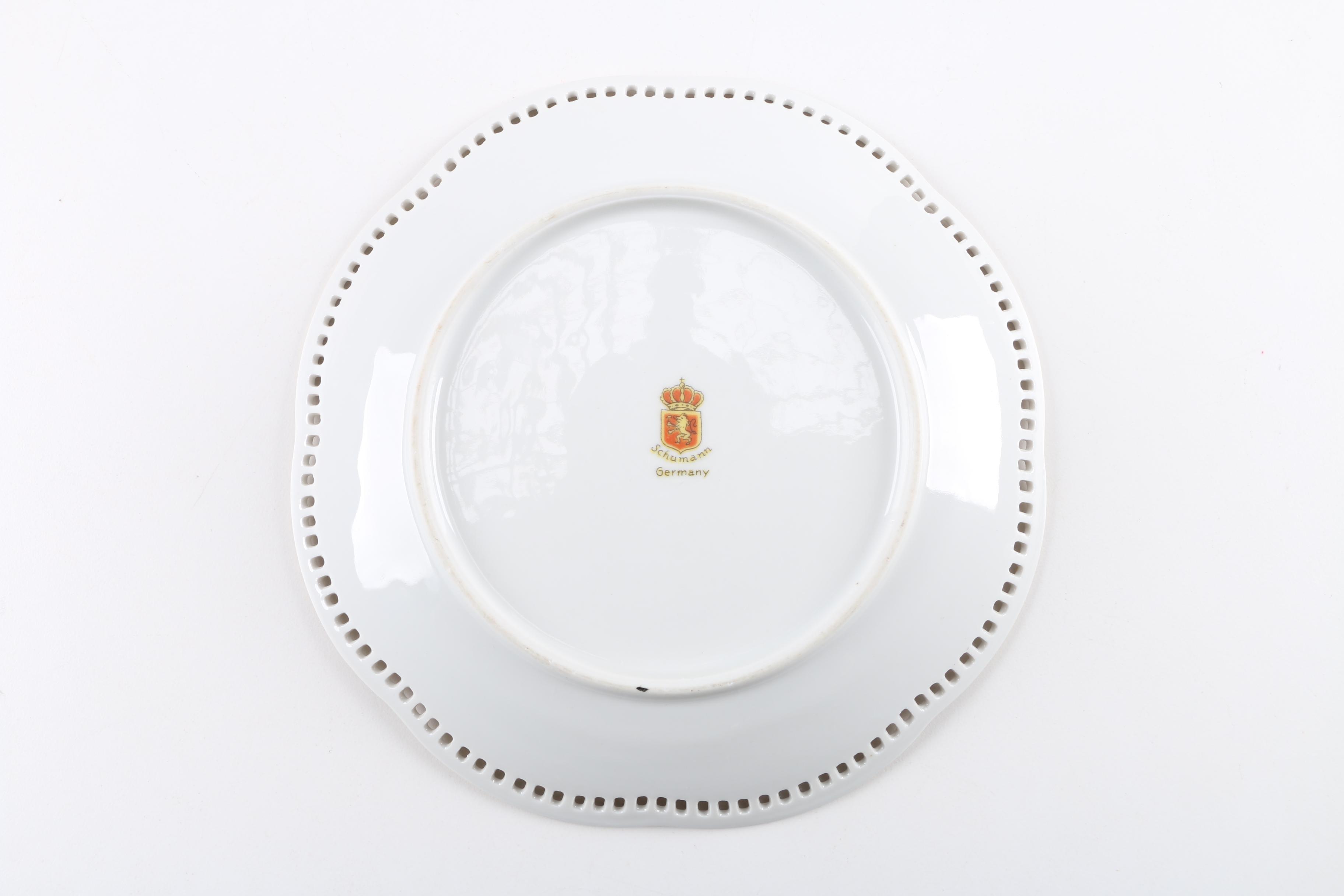 Schumann Pierced Porcelain Fruit Pattern Side Plates