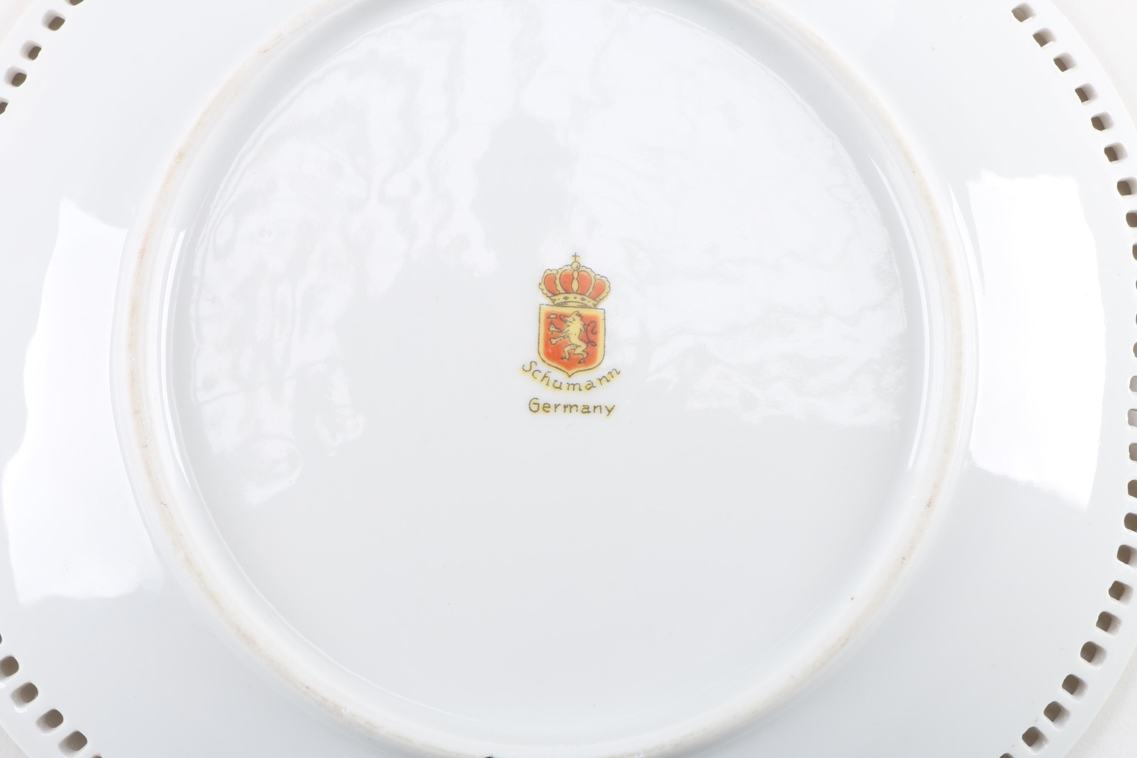 Schumann Pierced Porcelain Fruit Pattern Side Plates