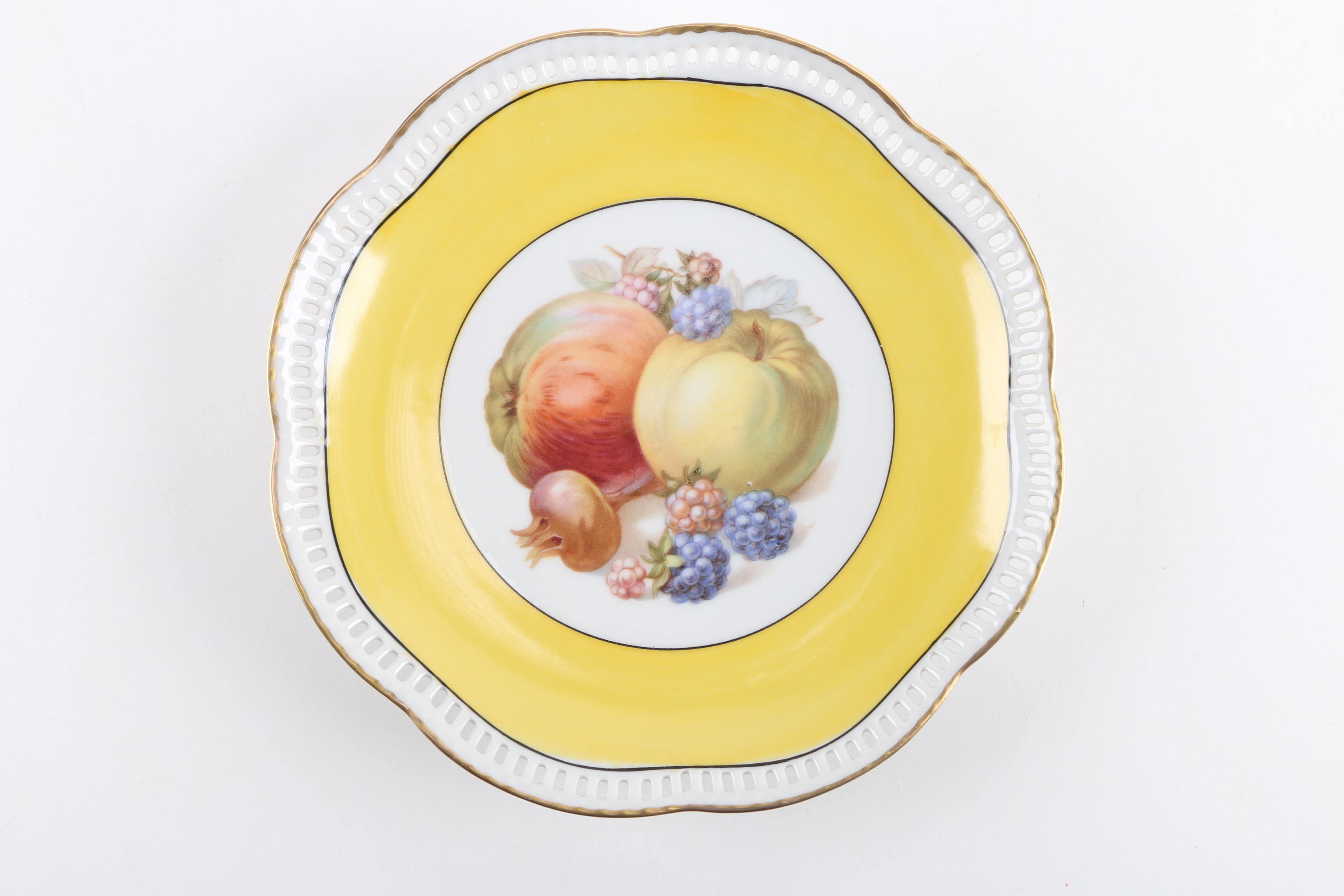 Schumann Pierced Porcelain Fruit Pattern Side Plates