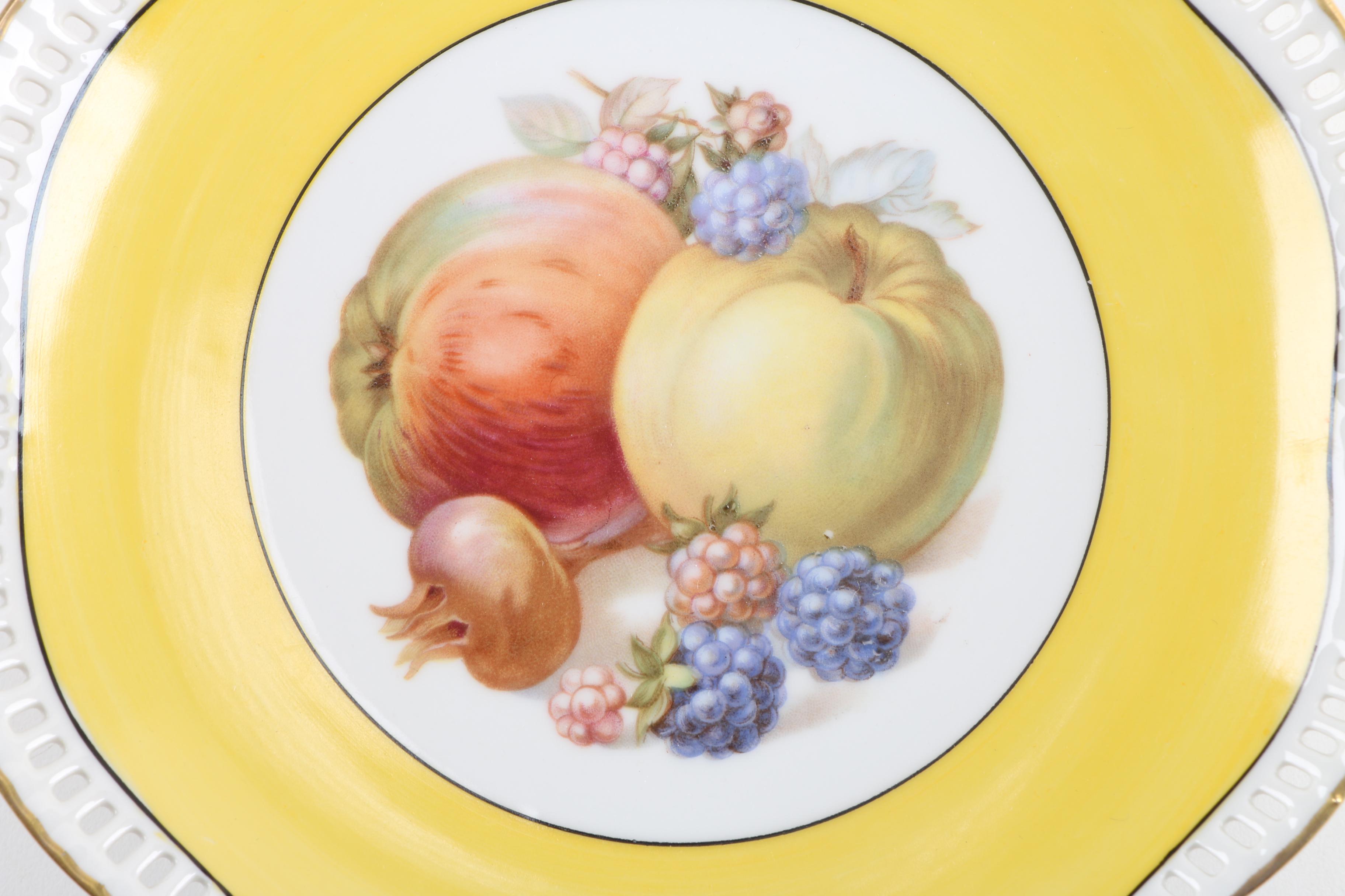 Schumann Pierced Porcelain Fruit Pattern Side Plates