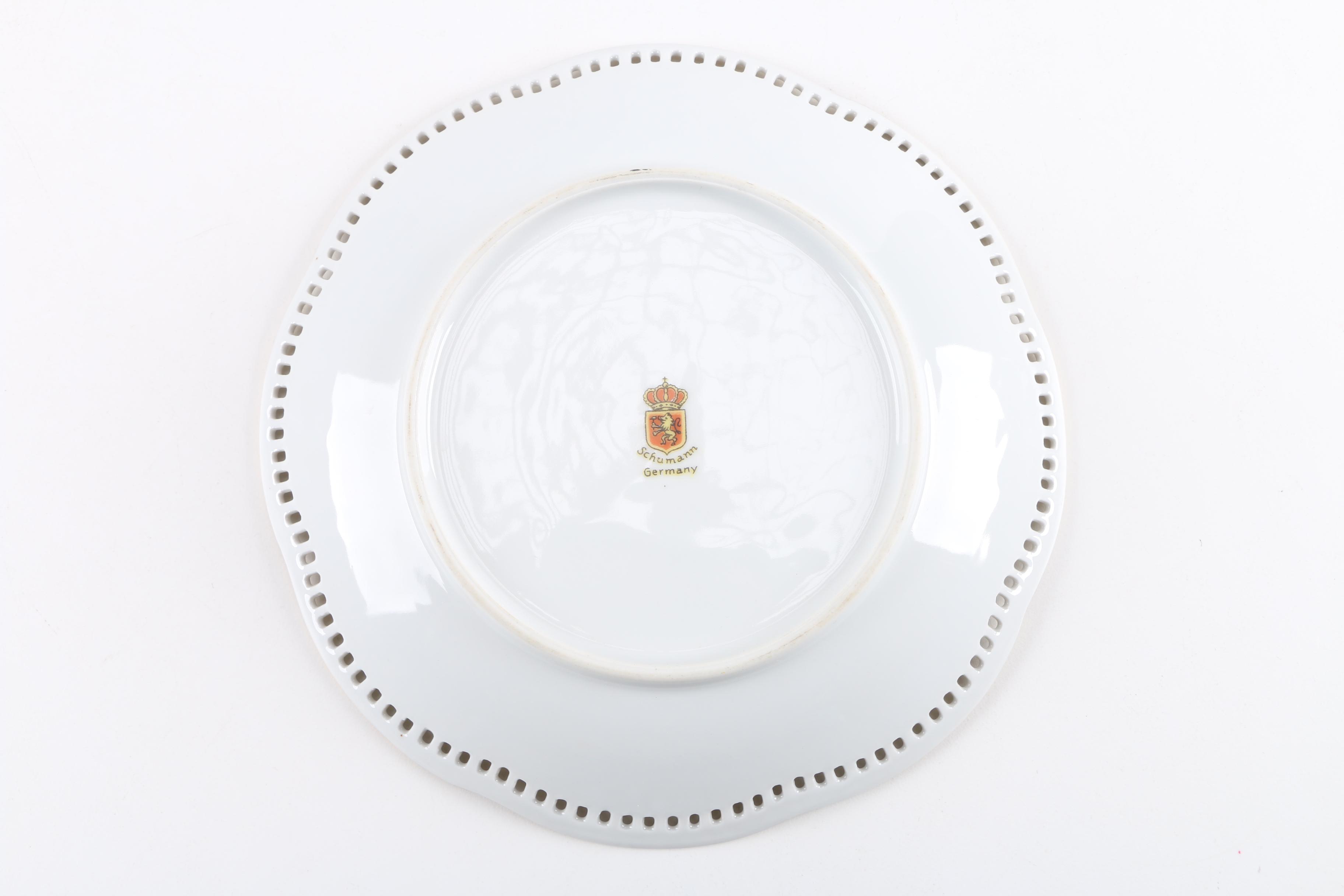 Schumann Pierced Porcelain Fruit Pattern Side Plates