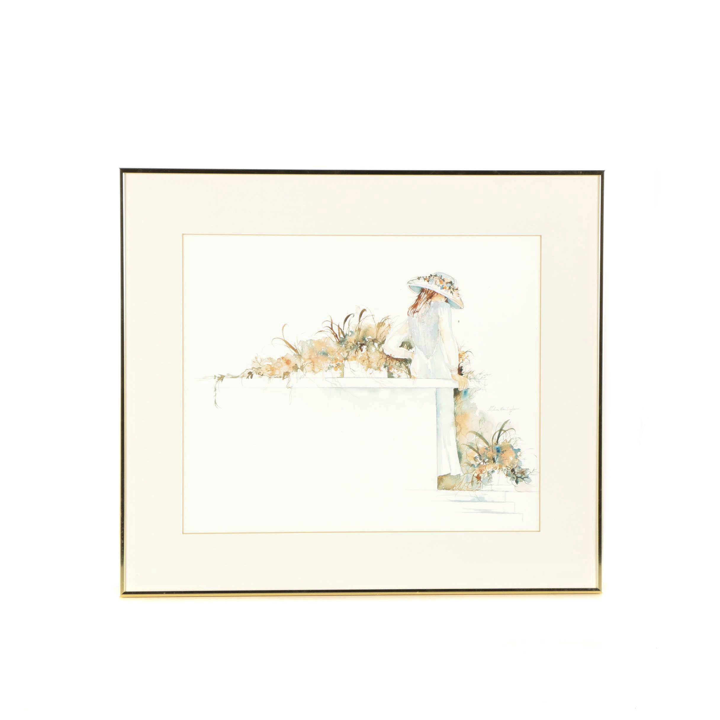 Dolores Ann Ziegler Mixed Media Painting of Garden