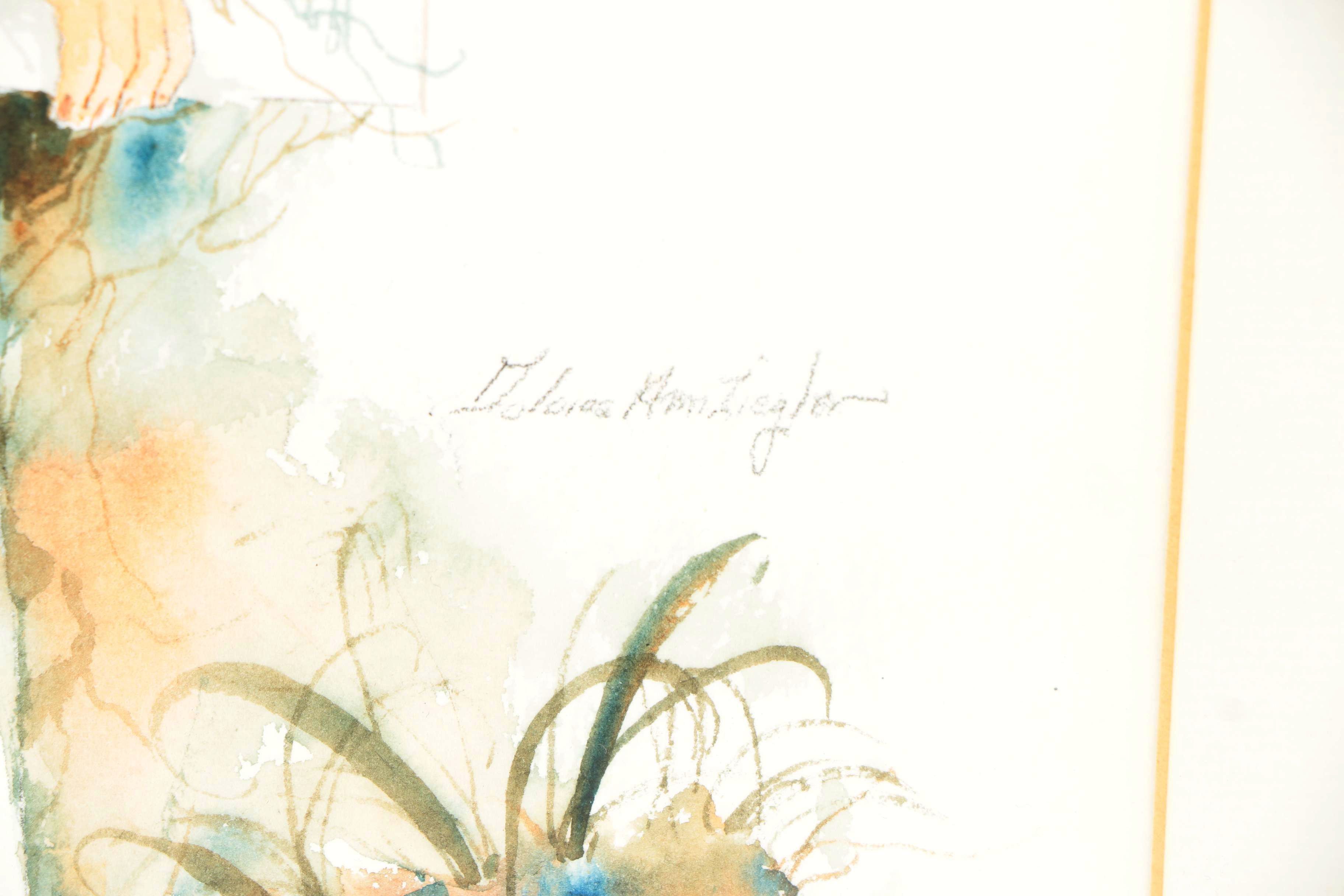 Dolores Ann Ziegler Mixed Media Painting of Garden