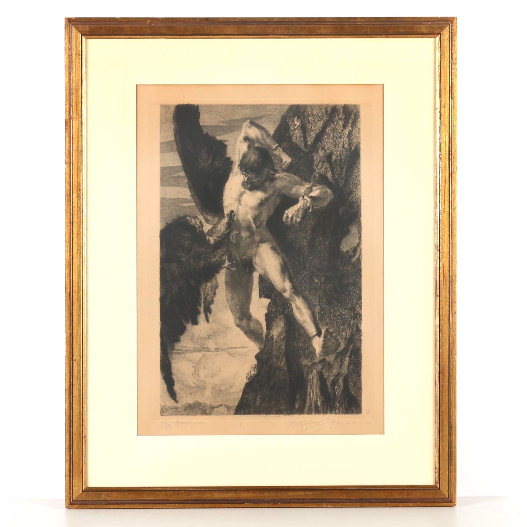 Raymond-Jacques Brechenmacher Signed Artist Proof Engraving "Promethee"