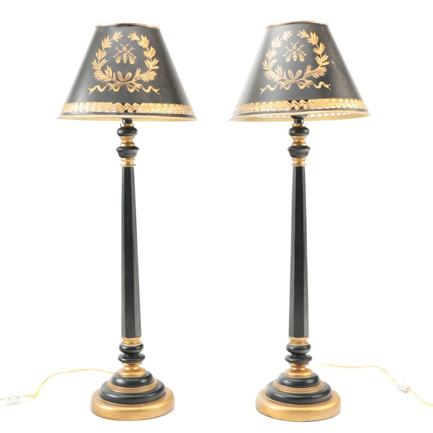 Mid Century Style Black and Gold Table Lamps