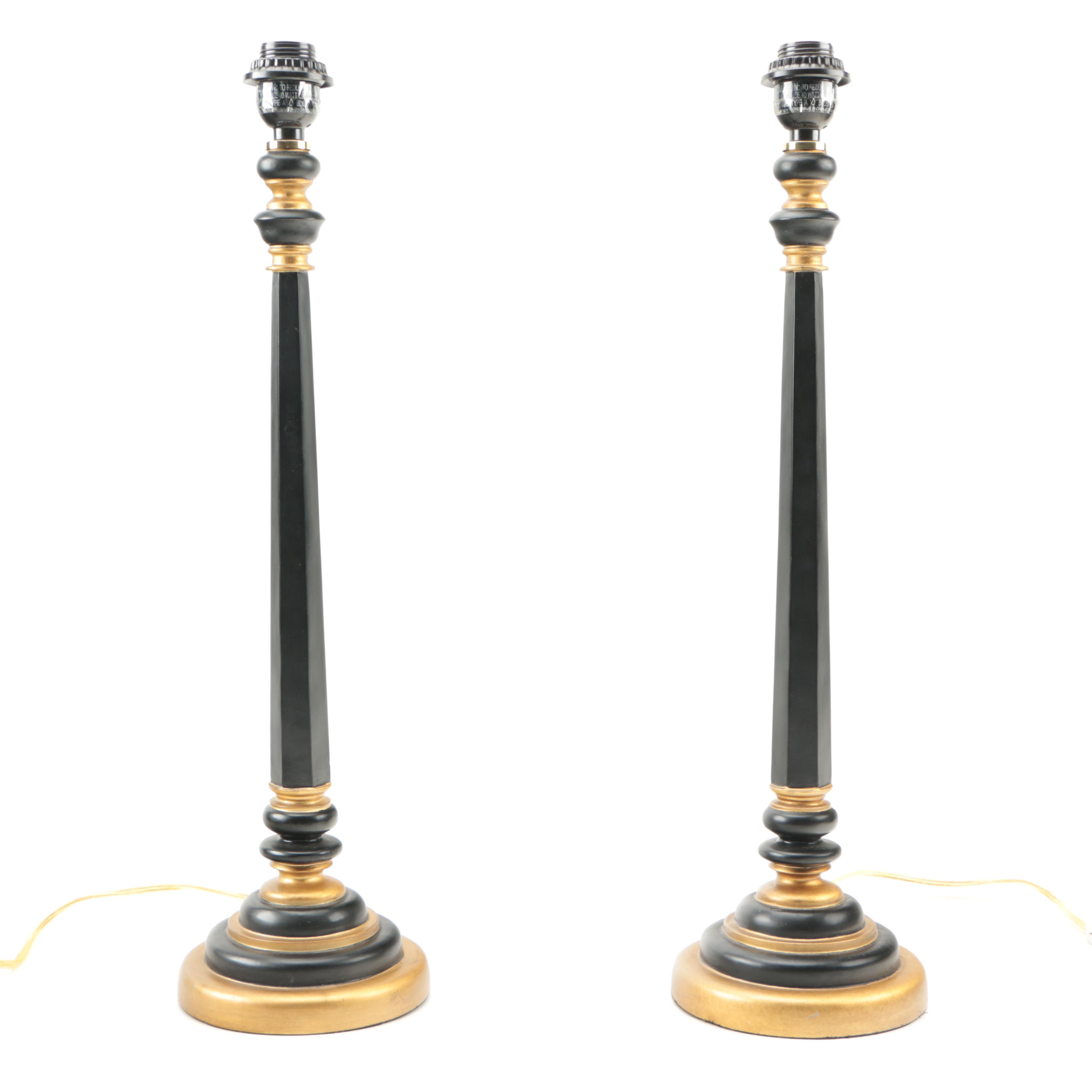 Mid Century Style Black and Gold Table Lamps