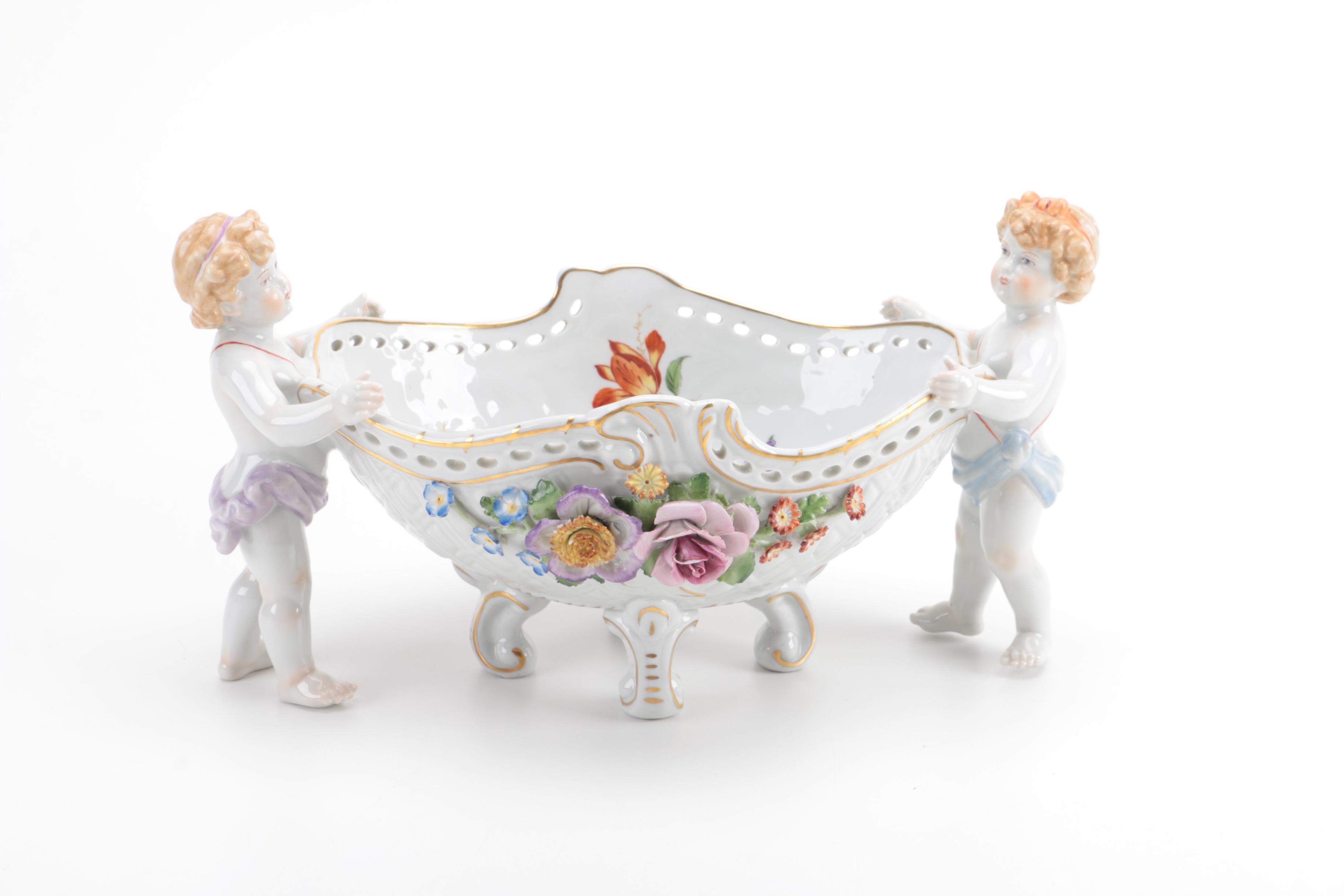 Von Schierholz Dresden Porcelain Cherub Bowl