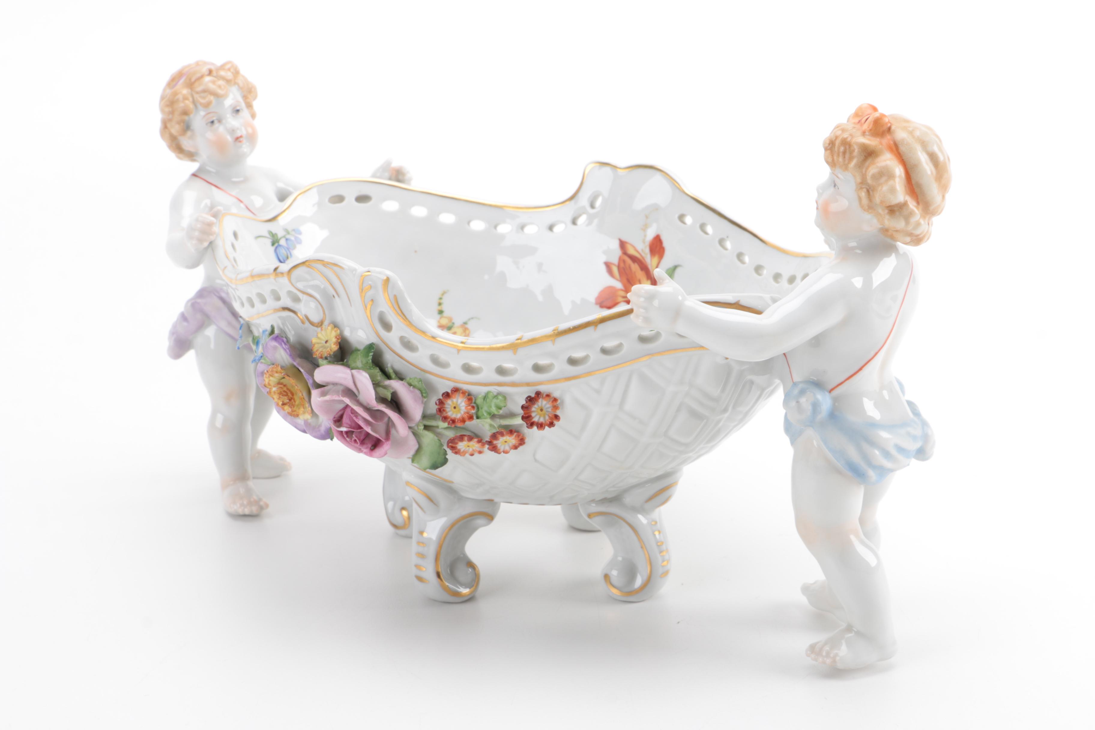 Von Schierholz Dresden Porcelain Cherub Bowl