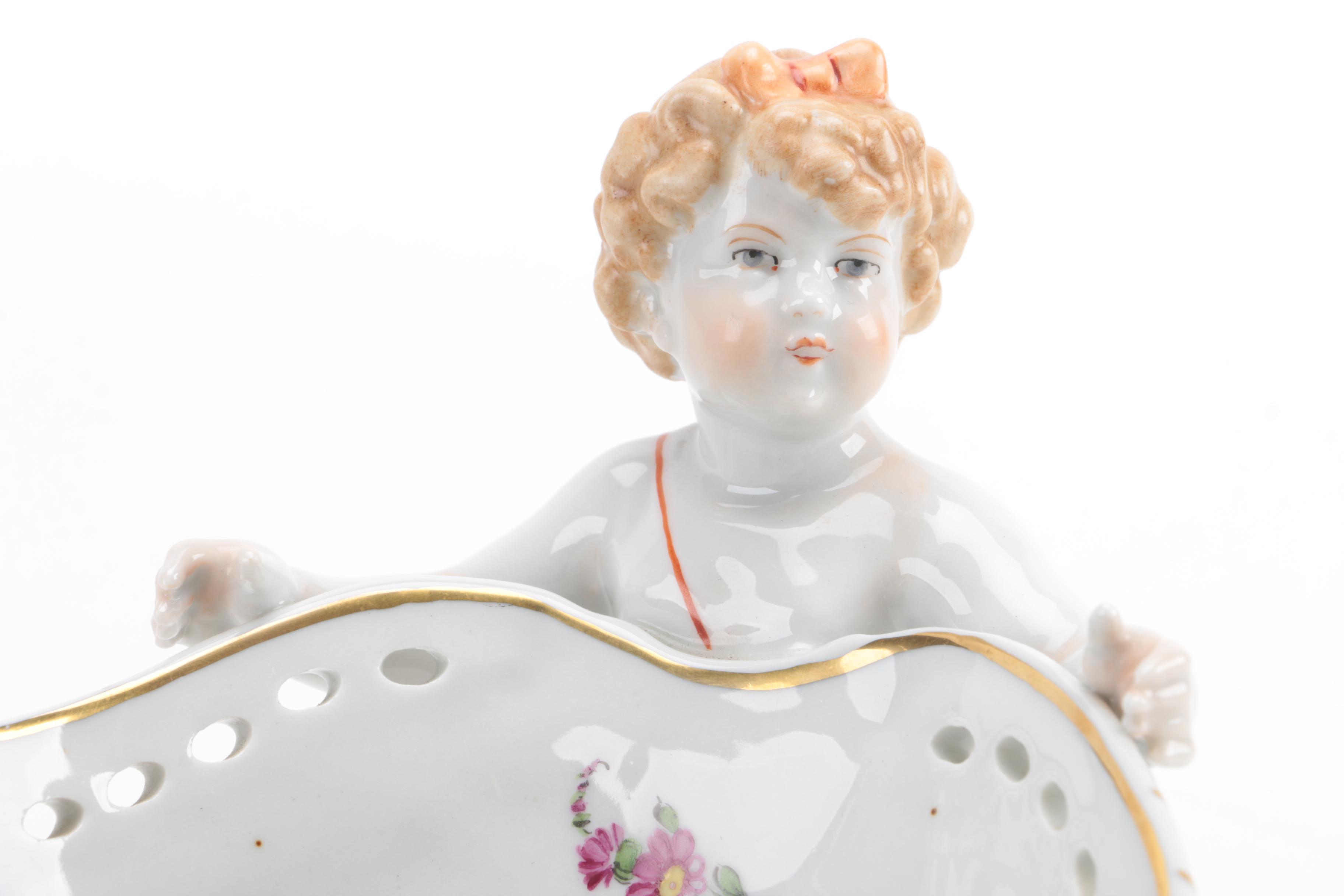 Von Schierholz Dresden Porcelain Cherub Bowl