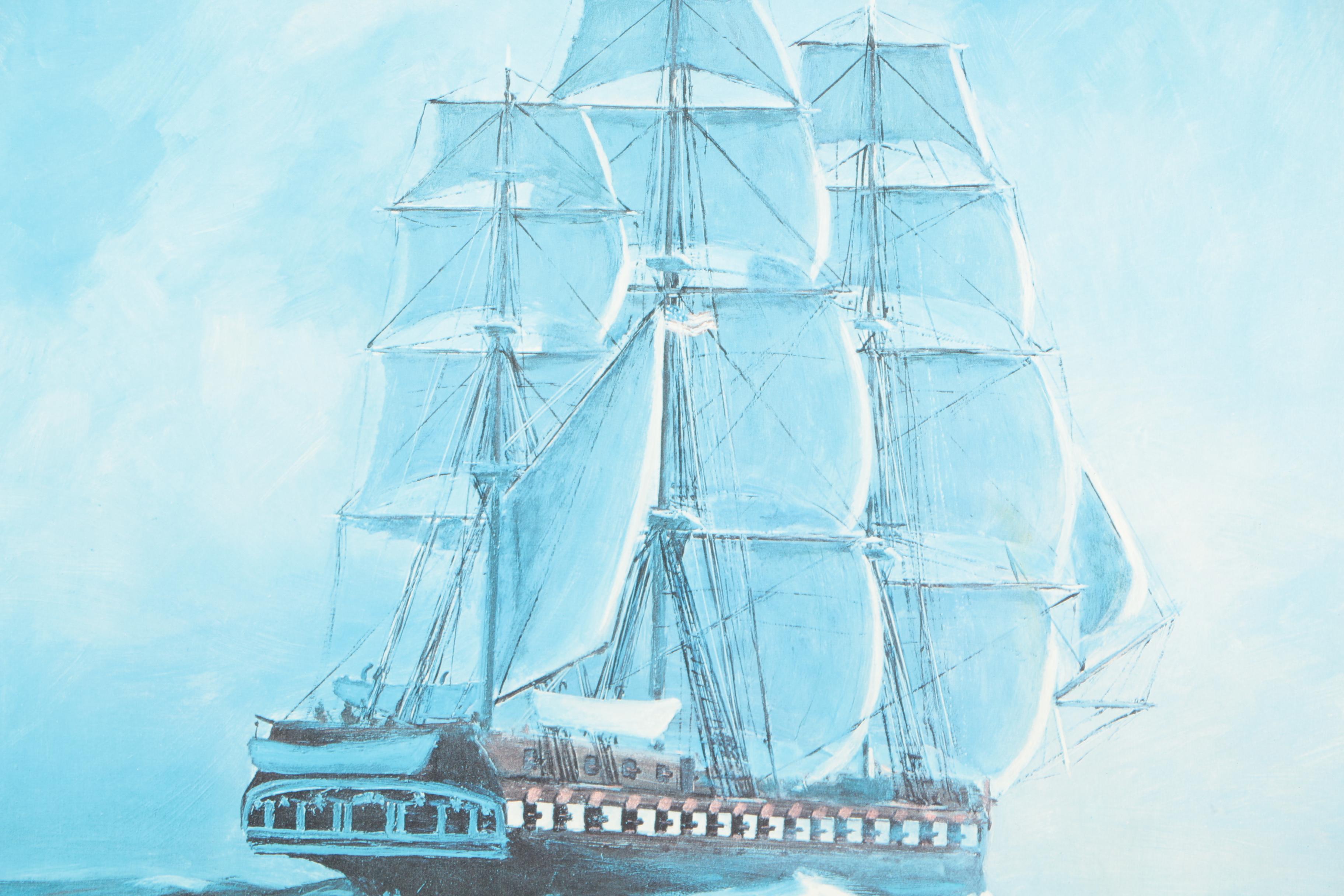 J. Corish Offset Lithograph "U.S.S. Constitution"