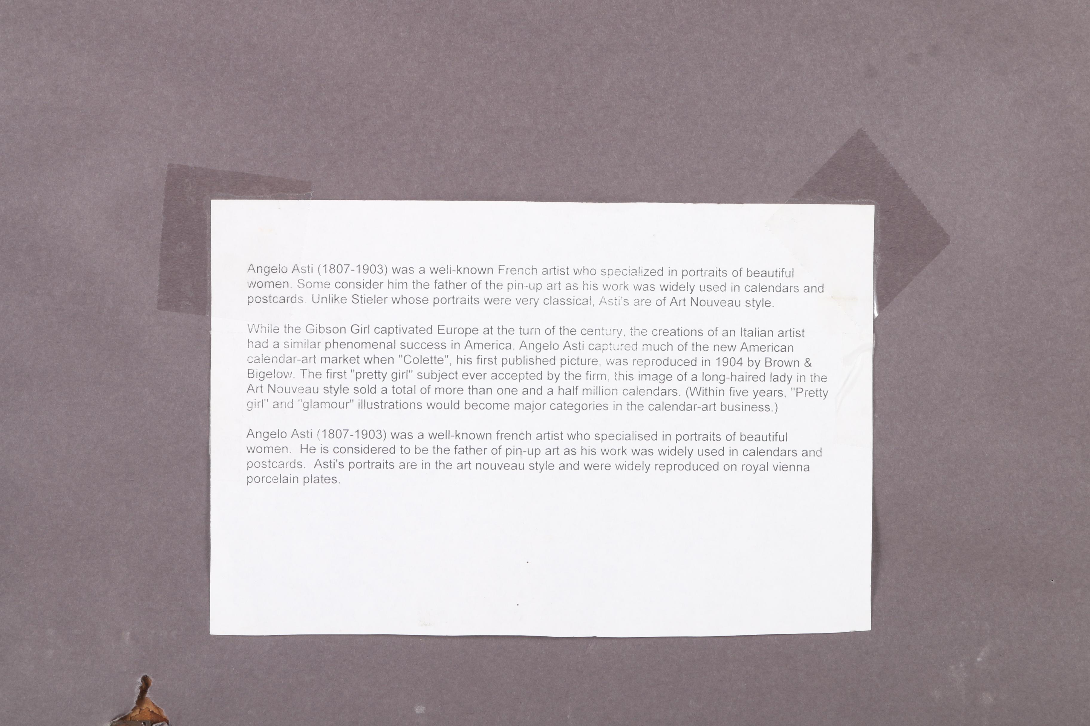 Chromolithograph after Angelo Asti Portrait of a Woman