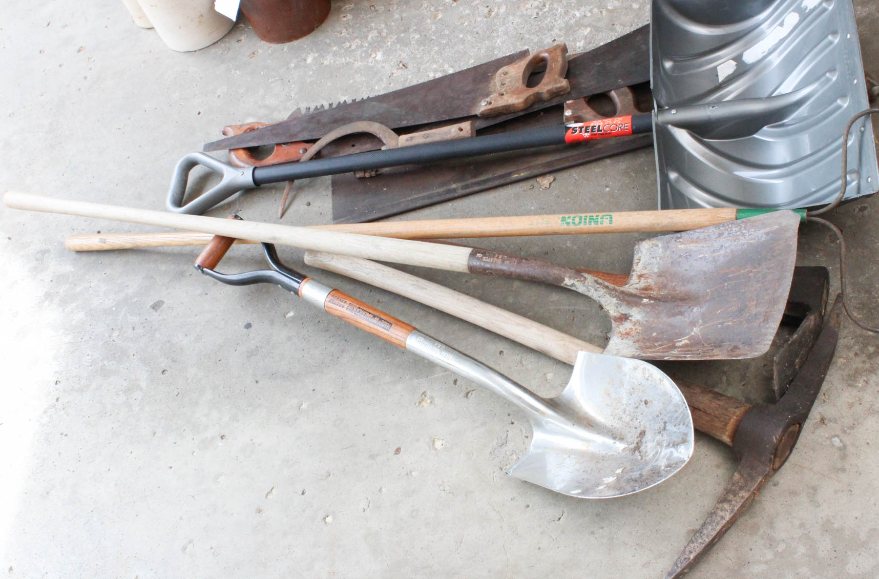 Garden Tools , Vintage 2 Hand Saw and Umbrella