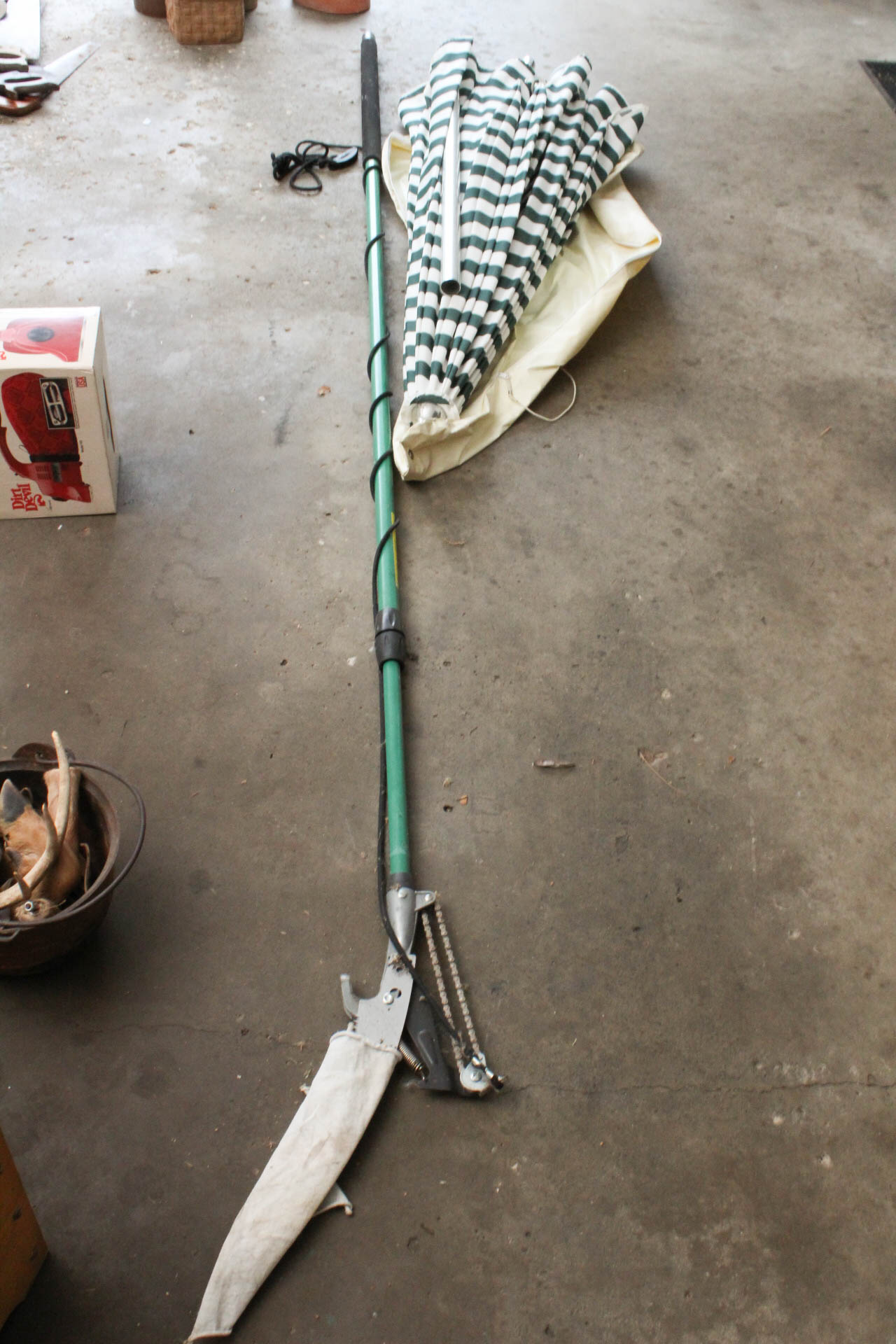 Garden Tools , Vintage 2 Hand Saw and Umbrella