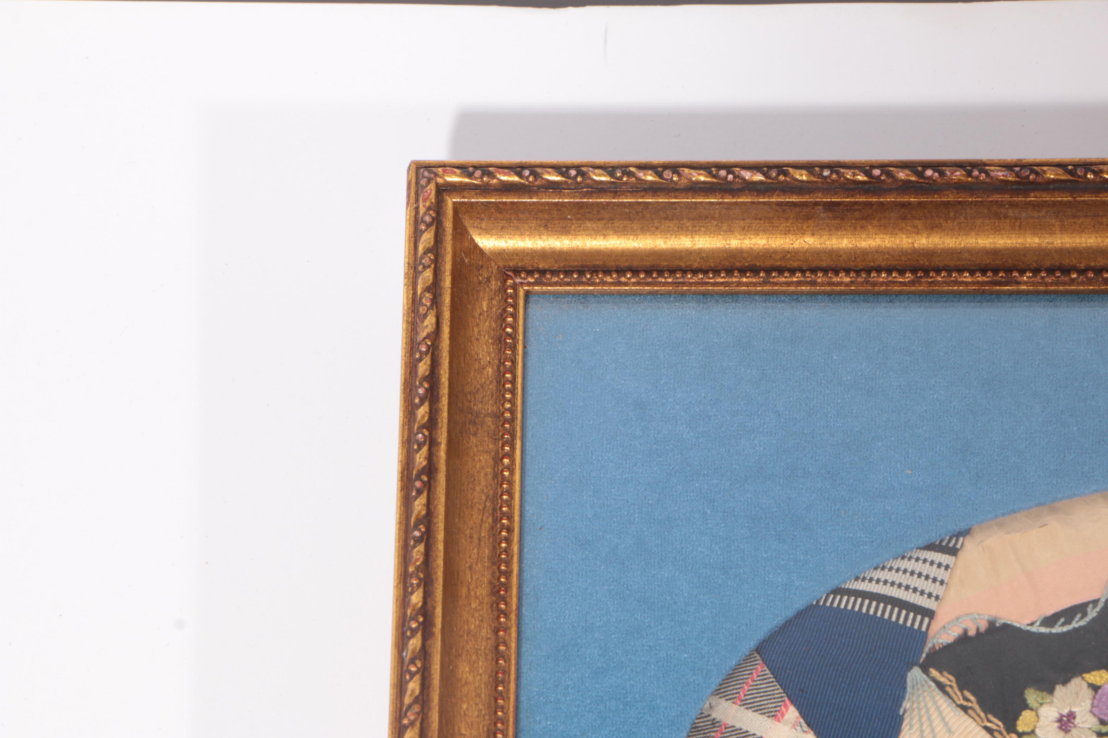 Framed Crazy Quilt Panels and Trumeau Mirror