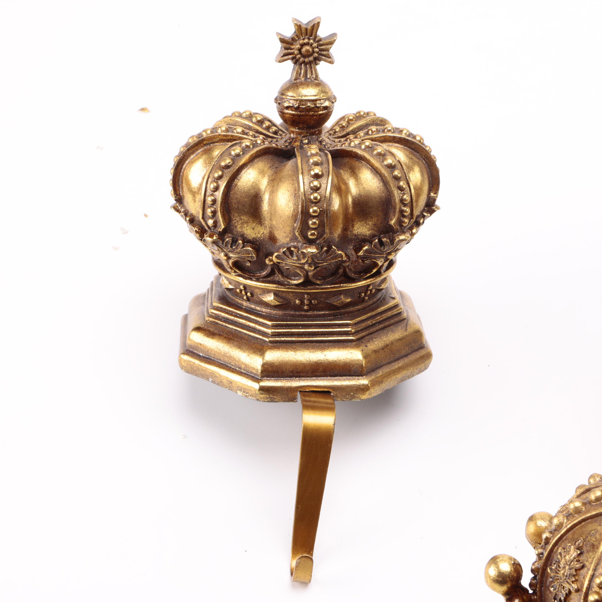 Gold Tone Mantel Christmas Stocking Hangers