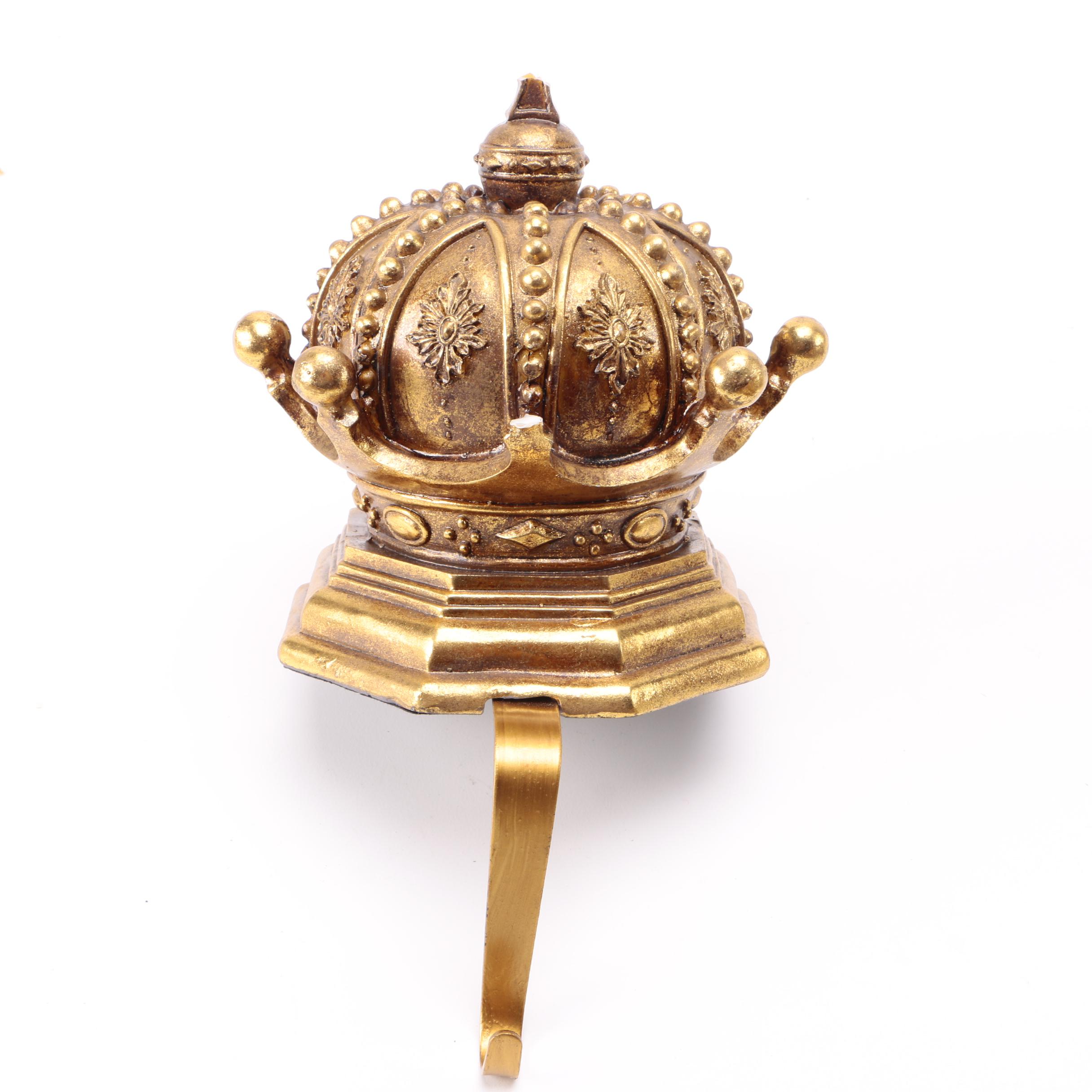 Gold Tone Mantel Christmas Stocking Hangers