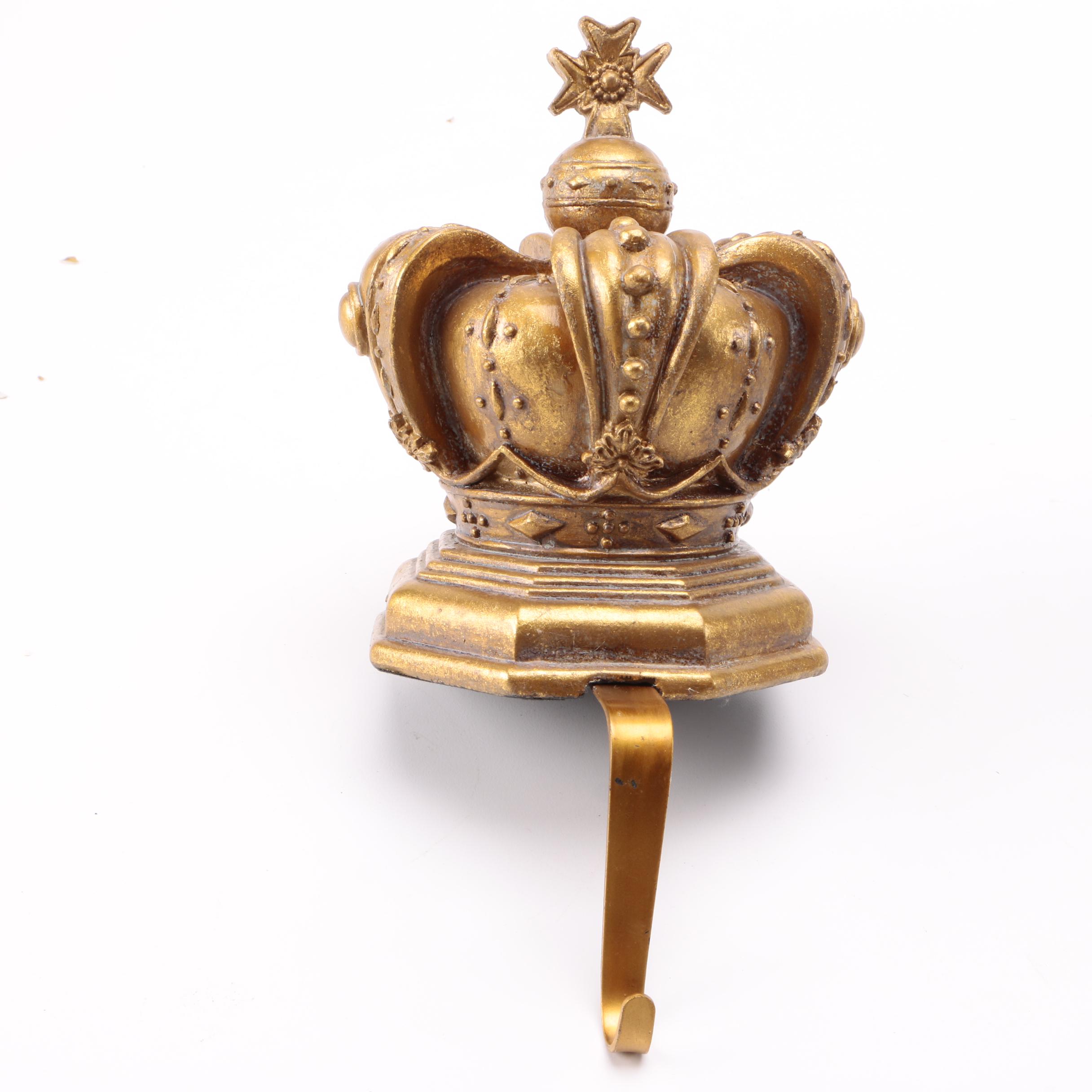 Gold Tone Mantel Christmas Stocking Hangers